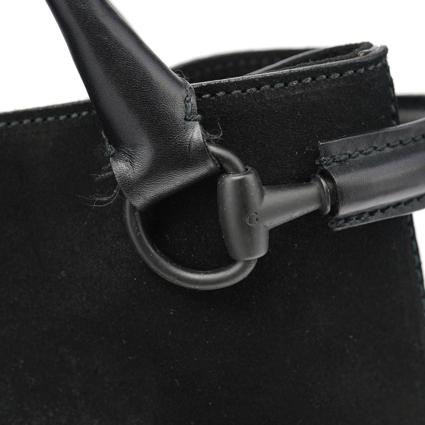 Black Suede Horsebit Tote Bag