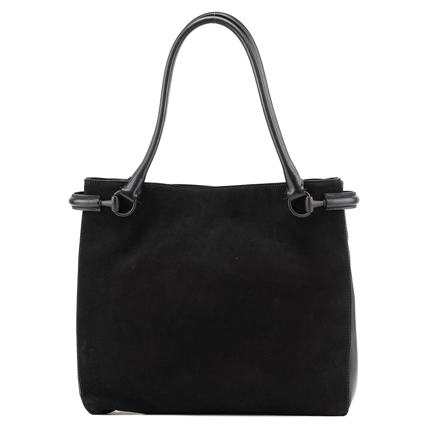 Black Suede Horsebit Tote Bag
