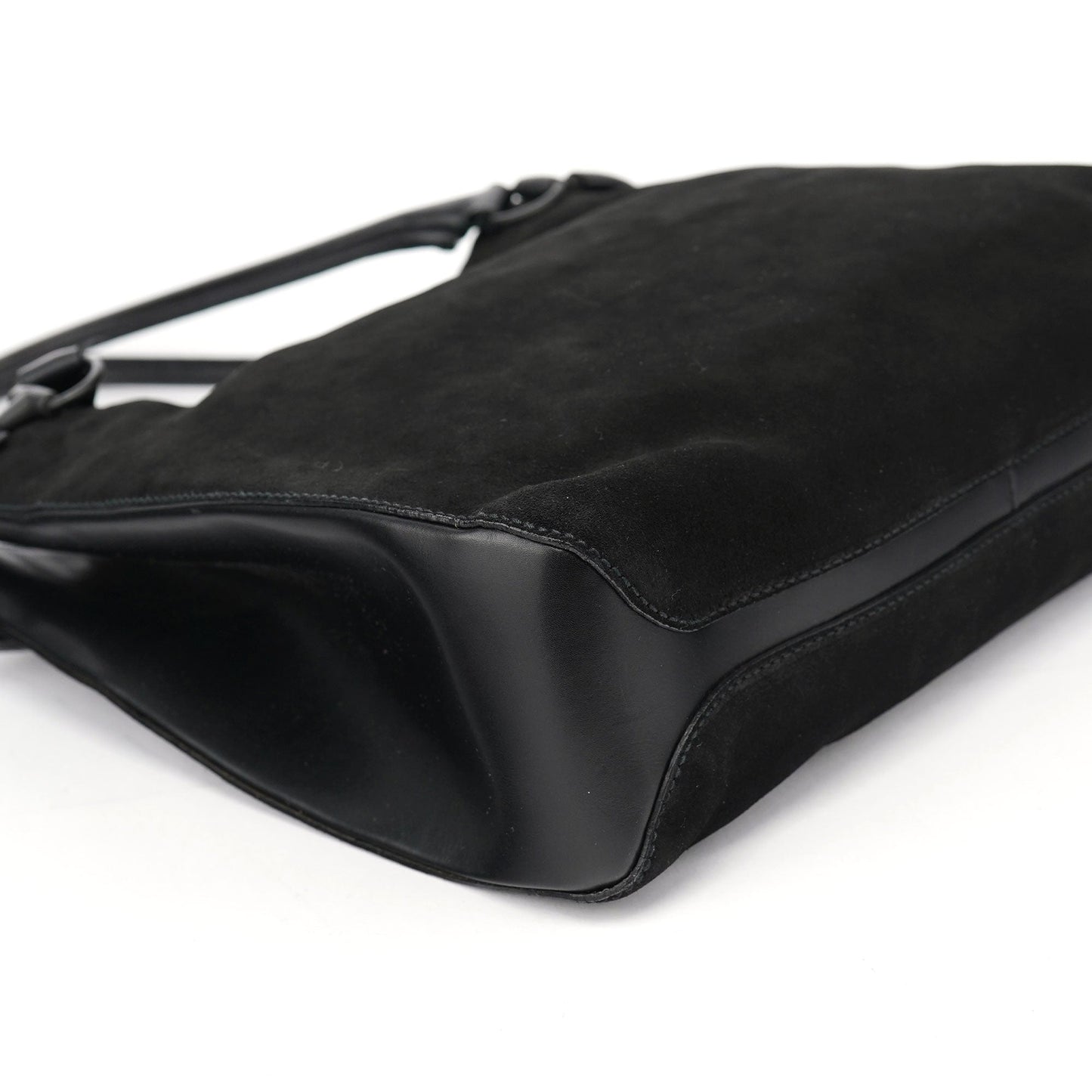 Black Suede Horsebit Tote Bag