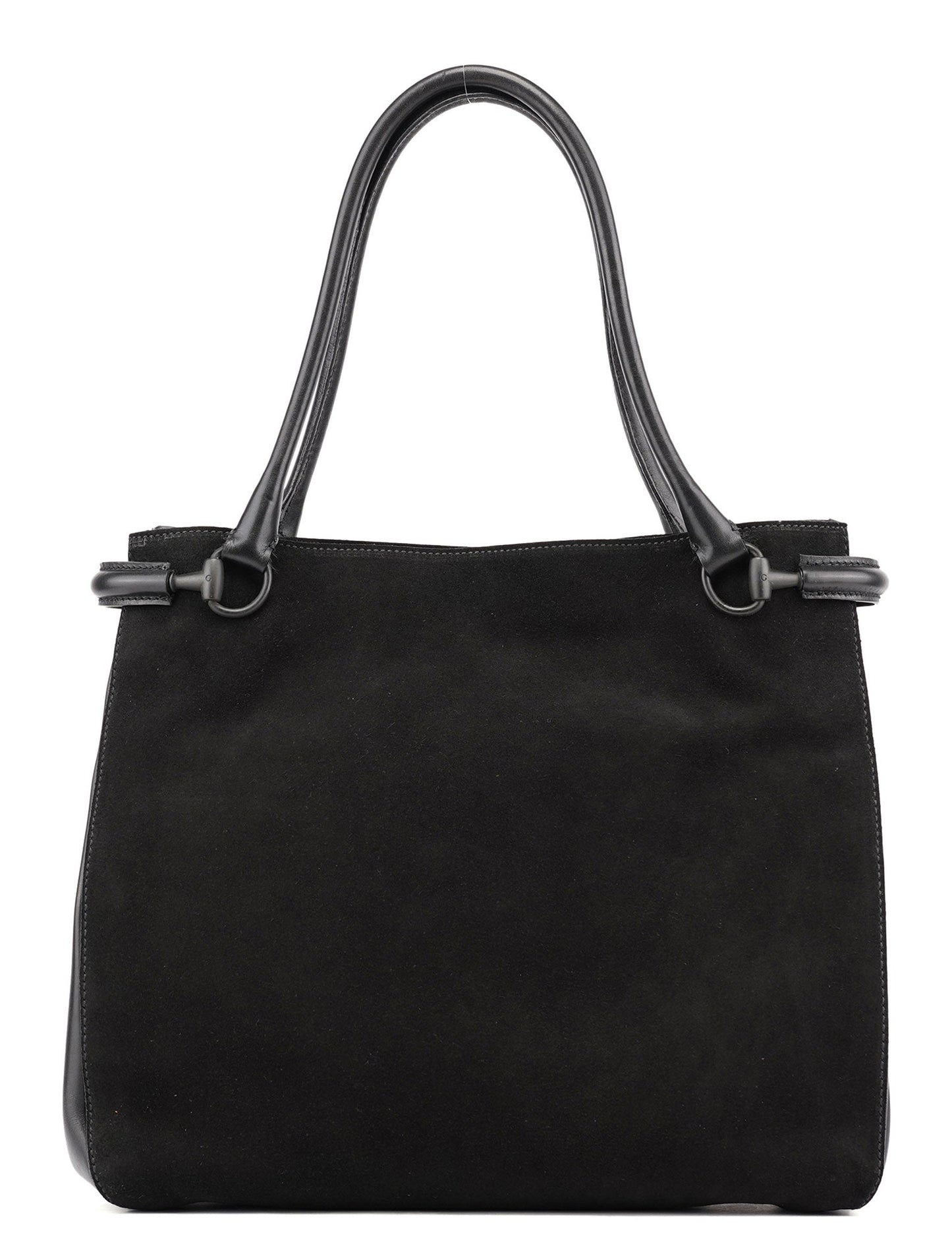 Black Suede Horsebit Tote Bag