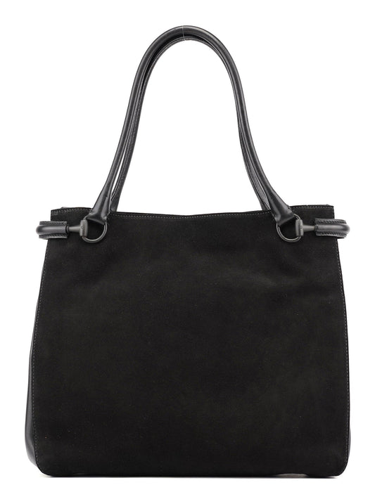 Black Suede Horsebit Tote Bag