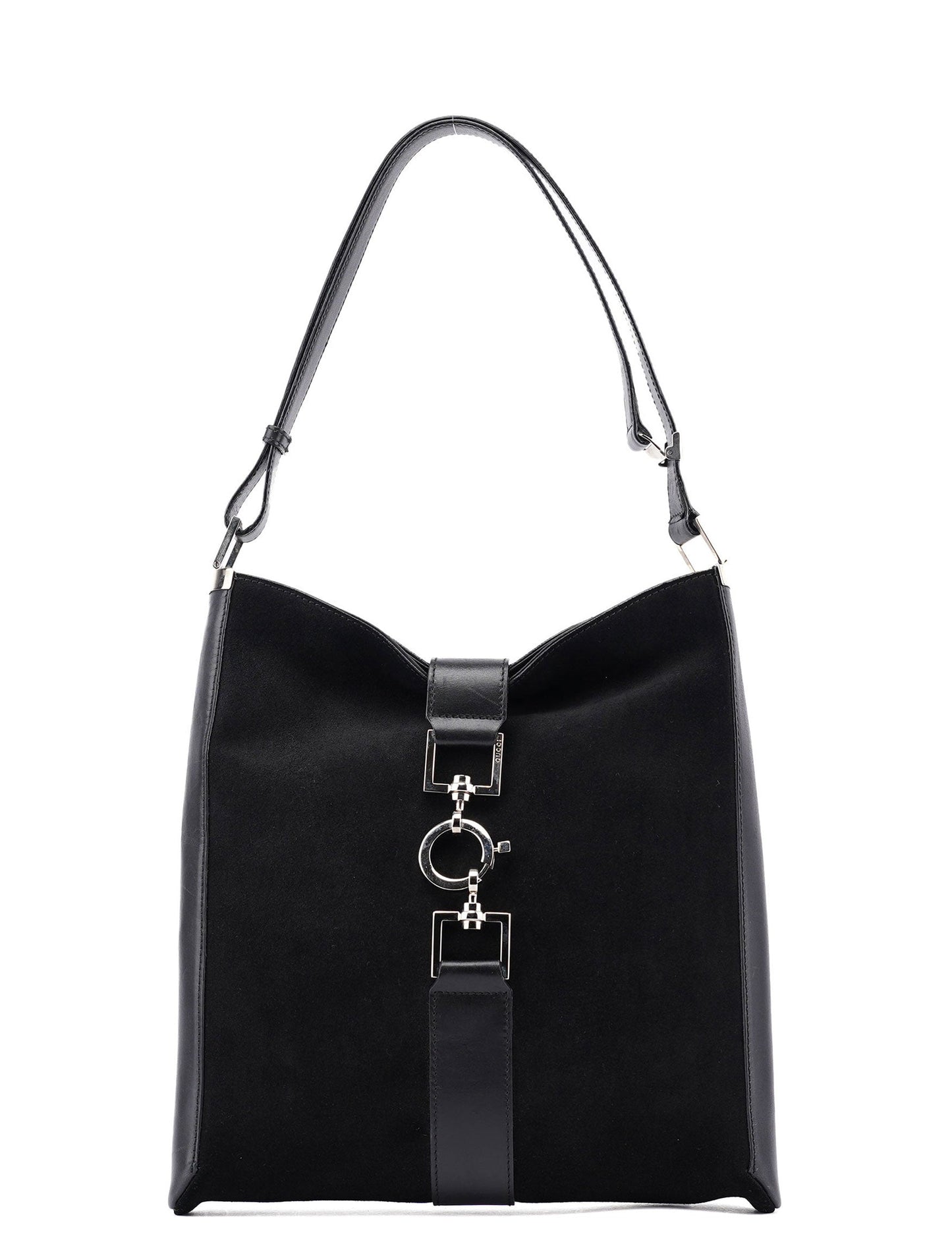 Black Suede Jackie Shoulder Bag