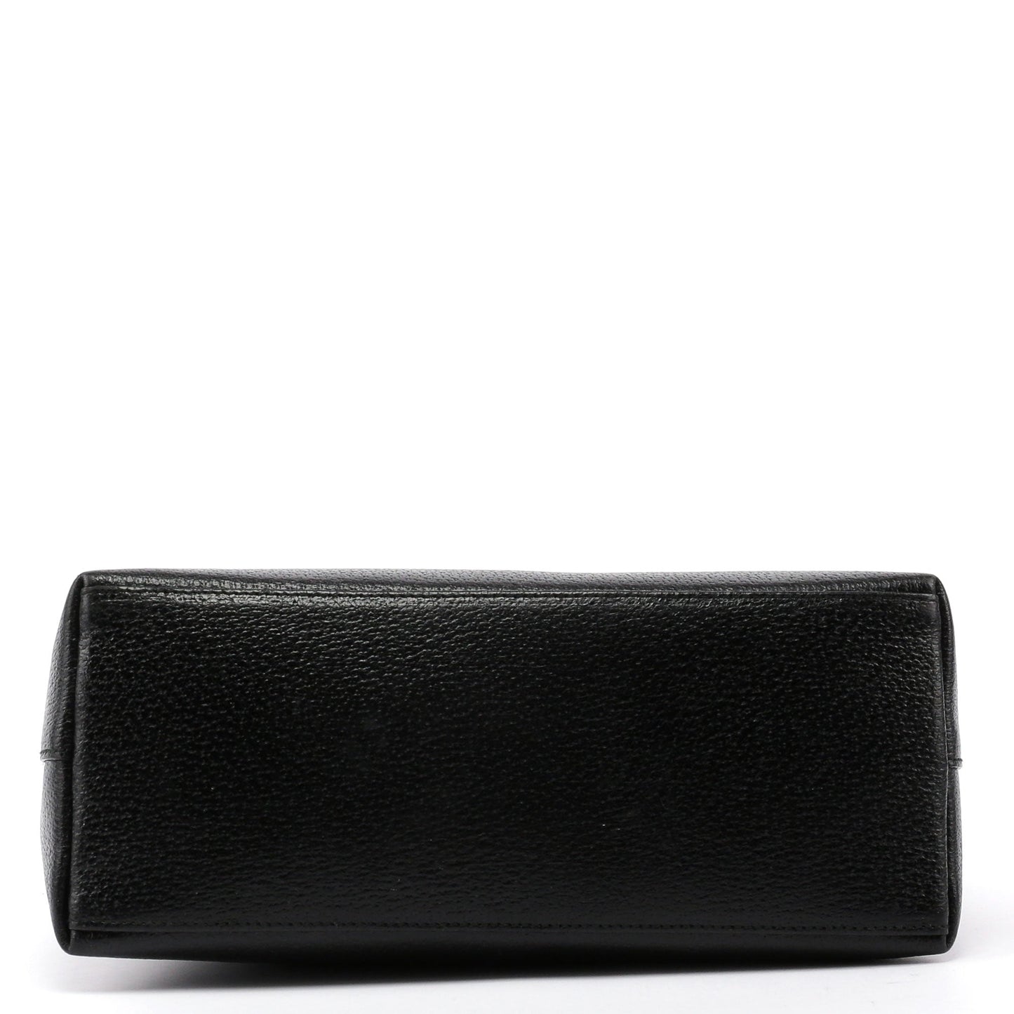 Black Textured Leather Bamboo Shoulder Bag