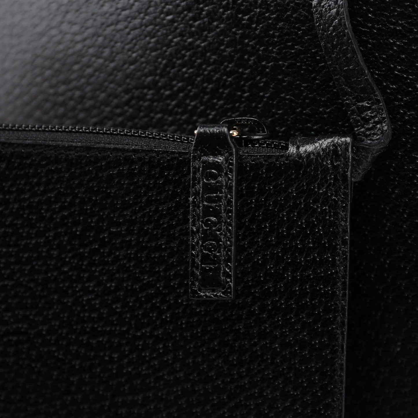 Black Textured Leather Bamboo Shoulder Bag