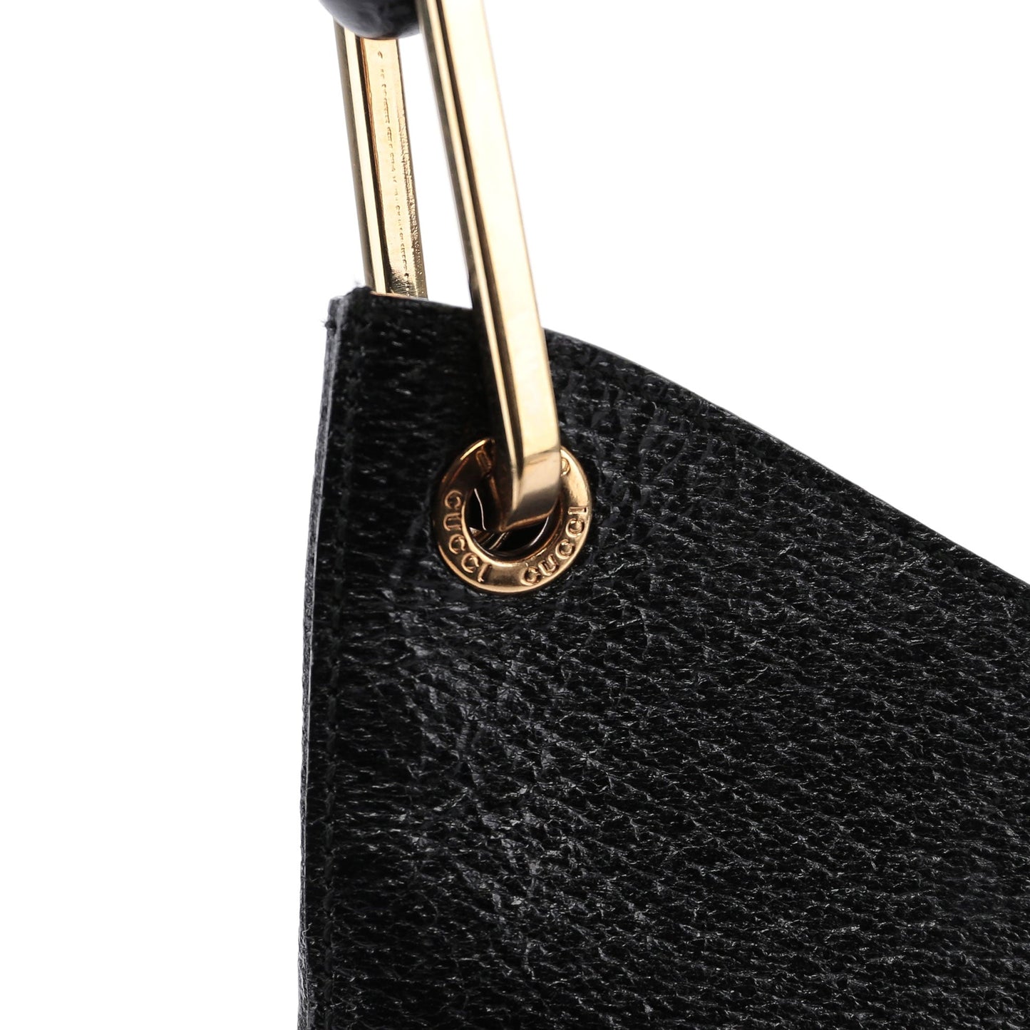 Black Textured Leather Bamboo Shoulder Bag