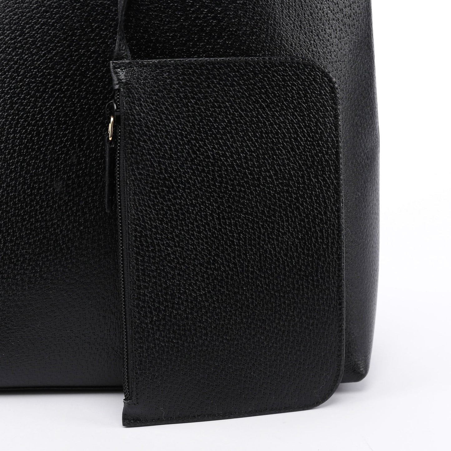 Black Textured Leather Bamboo Shoulder Bag