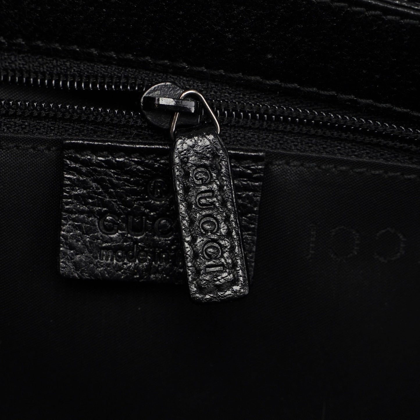 Black Textured Leather Hobo Shoulder Bag