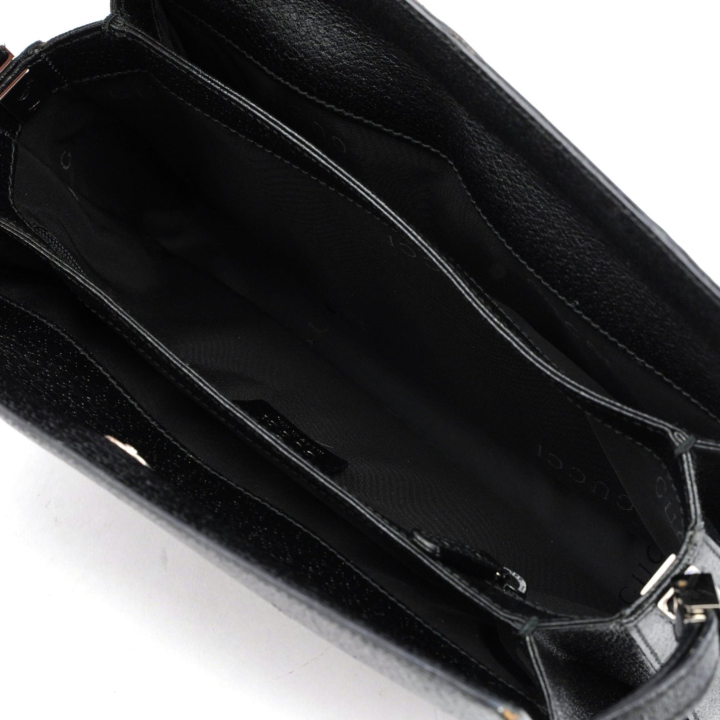 Black Textured Leather Hobo Shoulder Bag