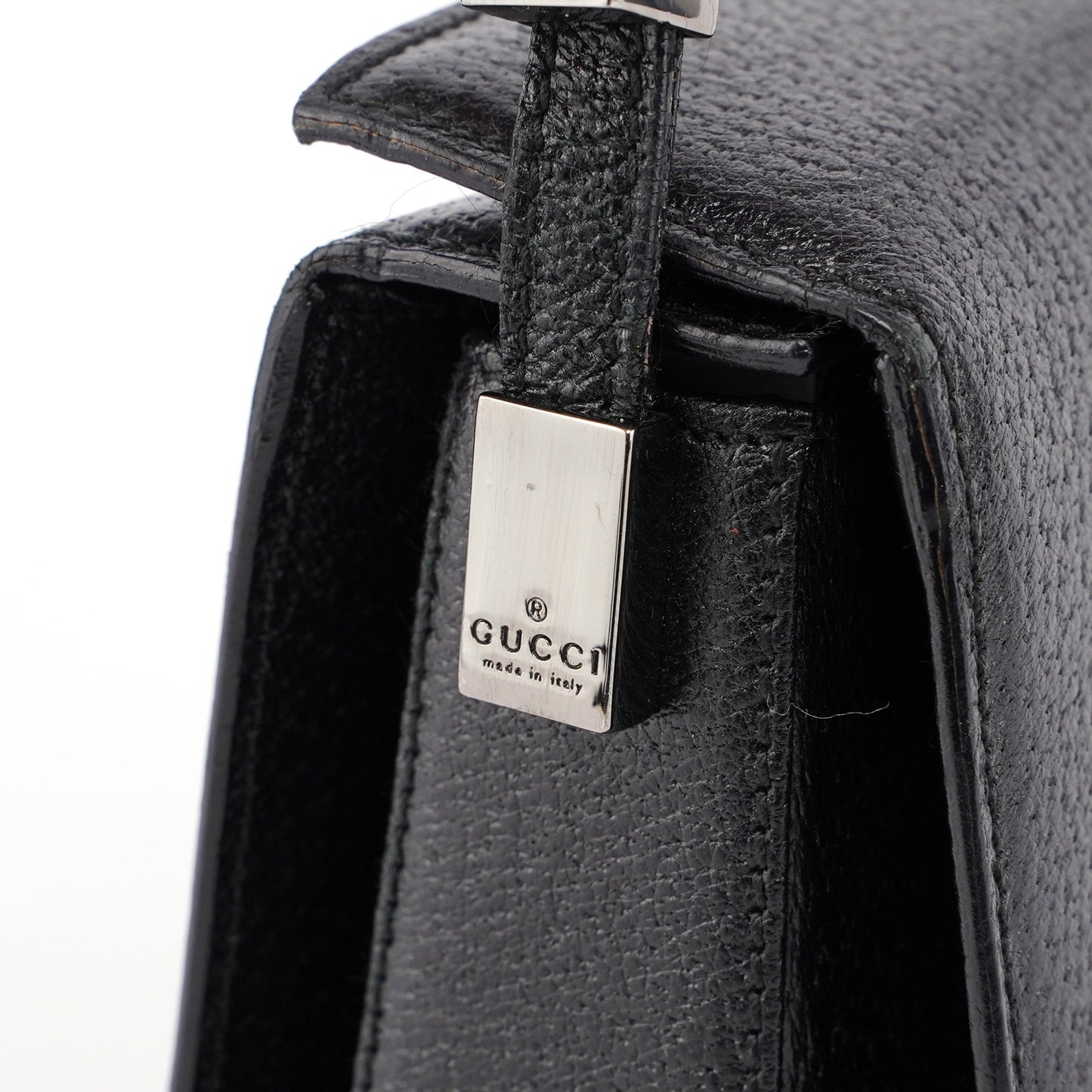 Black Textured Leather Hobo Shoulder Bag