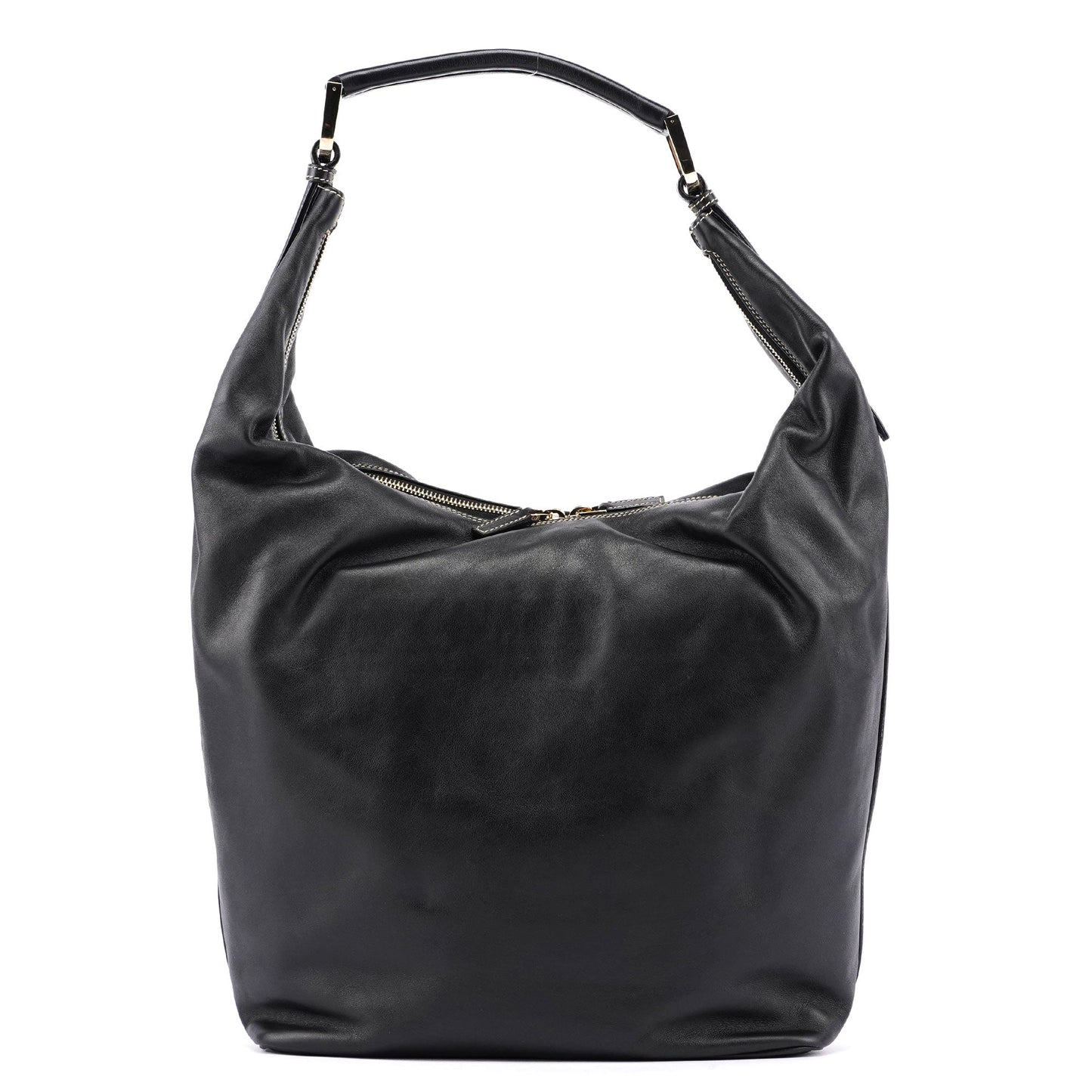 Black Vitello Hobo Shoulder Bag