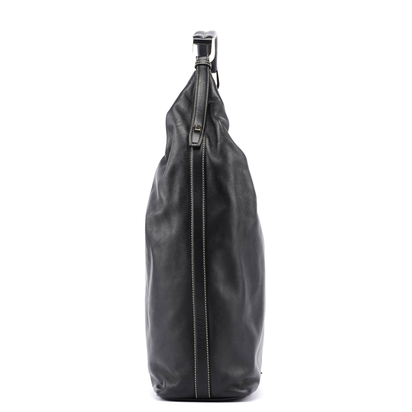 Black Vitello Hobo Shoulder Bag