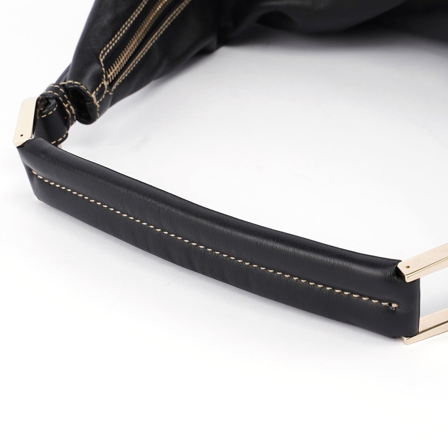 Black Vitello Hobo Shoulder Bag