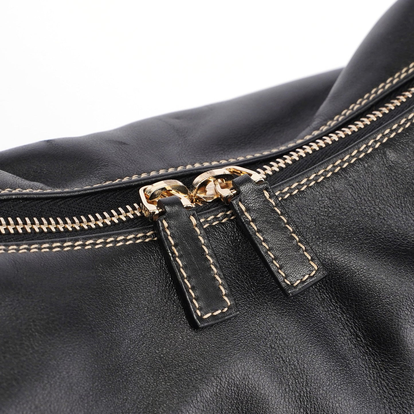 Black Vitello Hobo Shoulder Bag