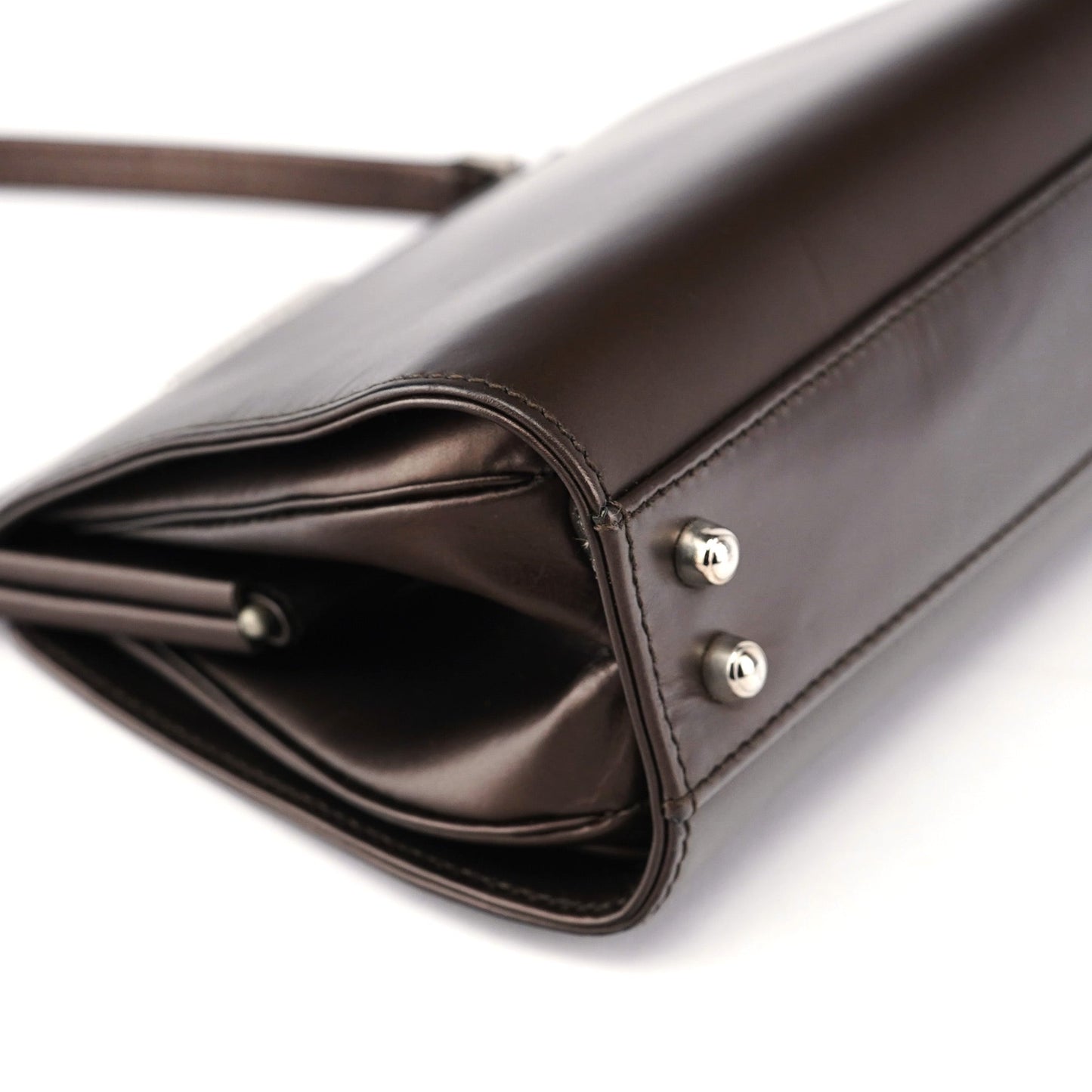 Bronze Calfskin Clutch Shoulder Bag