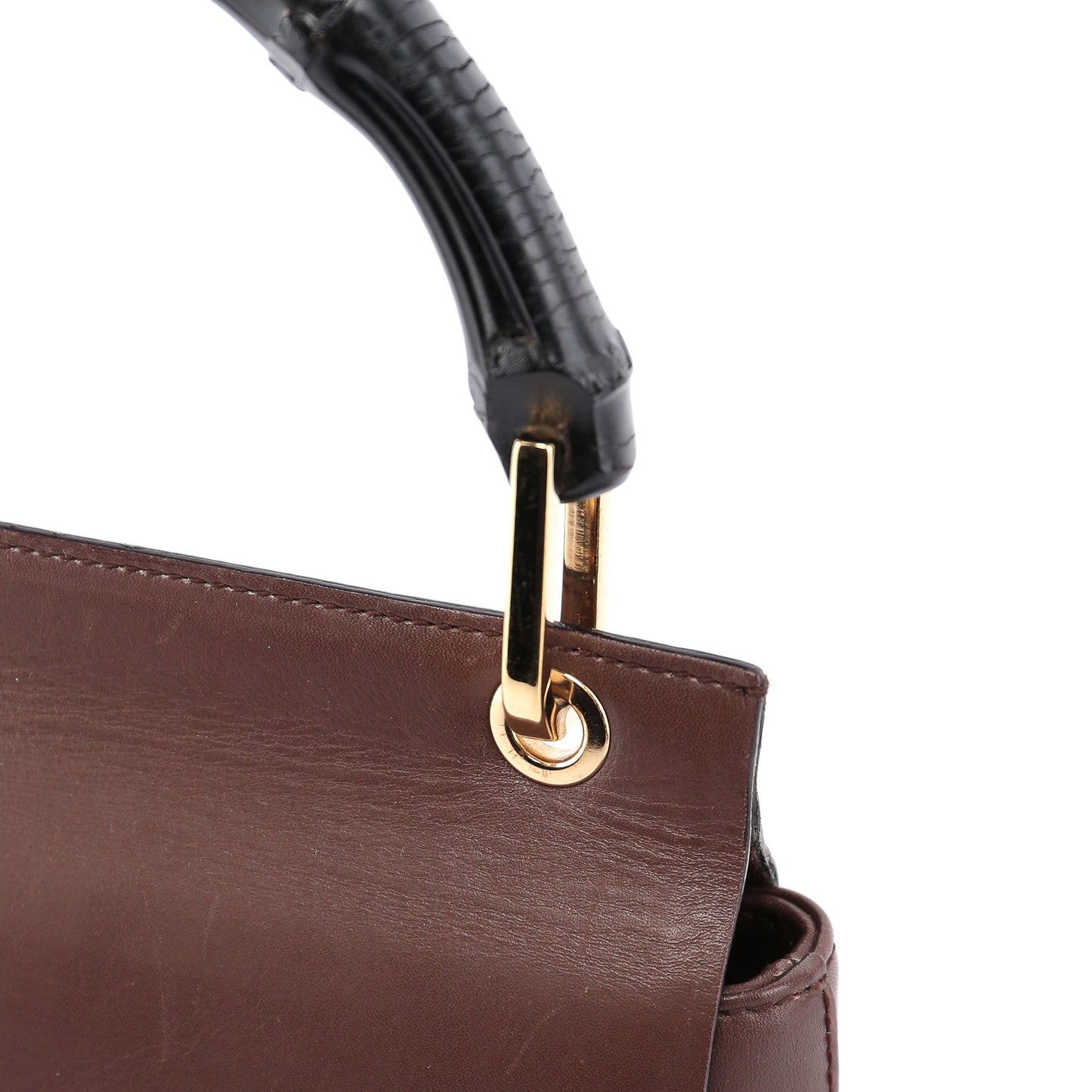 Brown Bamboo Top Handle Bag