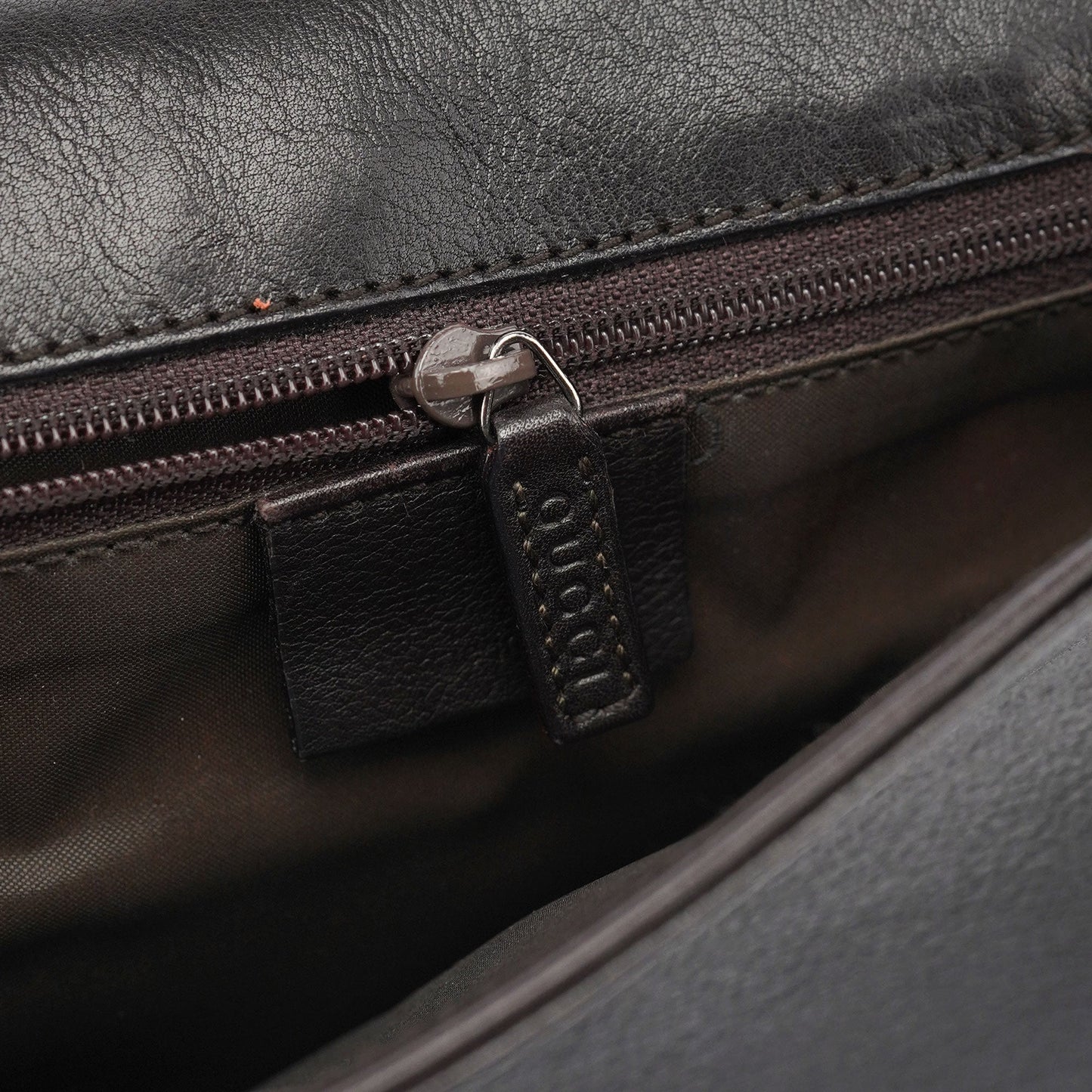 Brown Calfskin Bamboo Flap Shoulder Bag