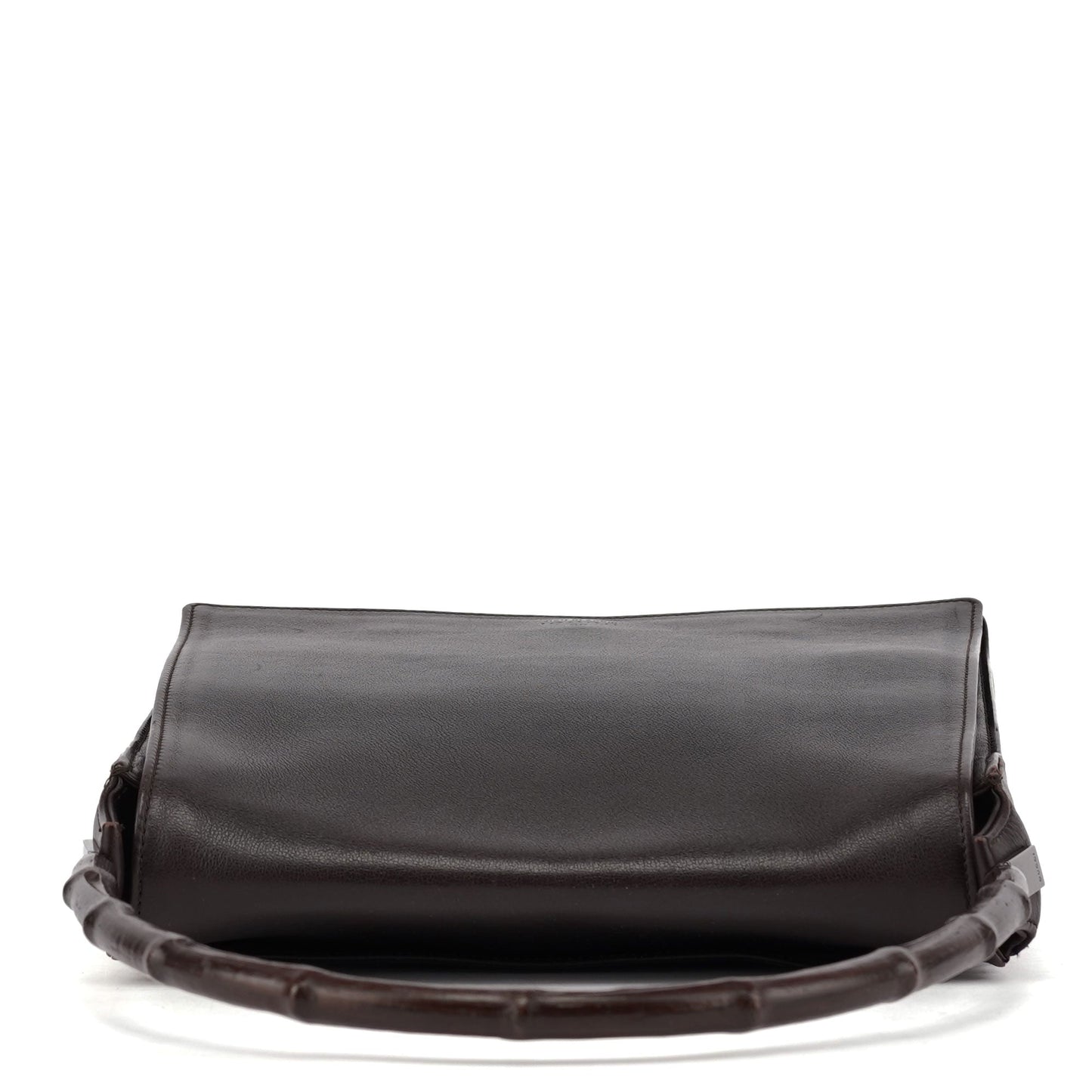 Brown Calfskin Bamboo Flap Shoulder Bag