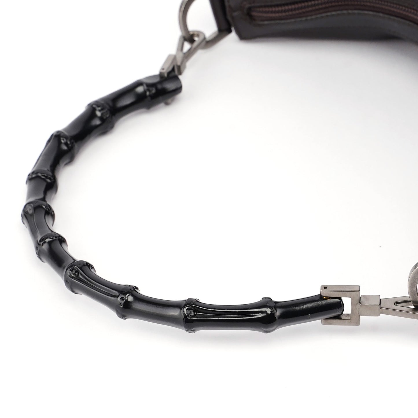 Brown Calfskin Bamboo Shoulder Bag