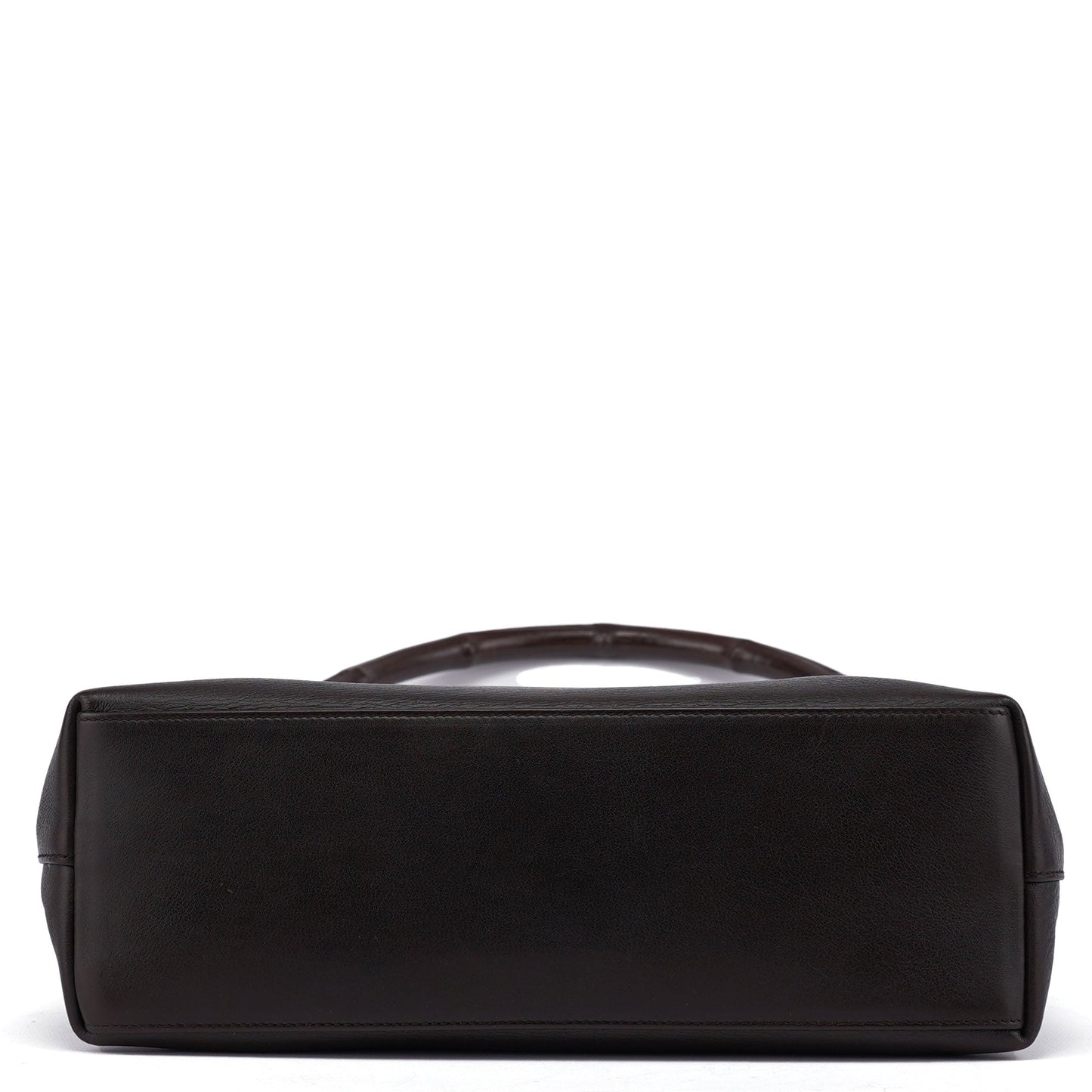 Brown Calfskin Bamboo Shoulder Bag