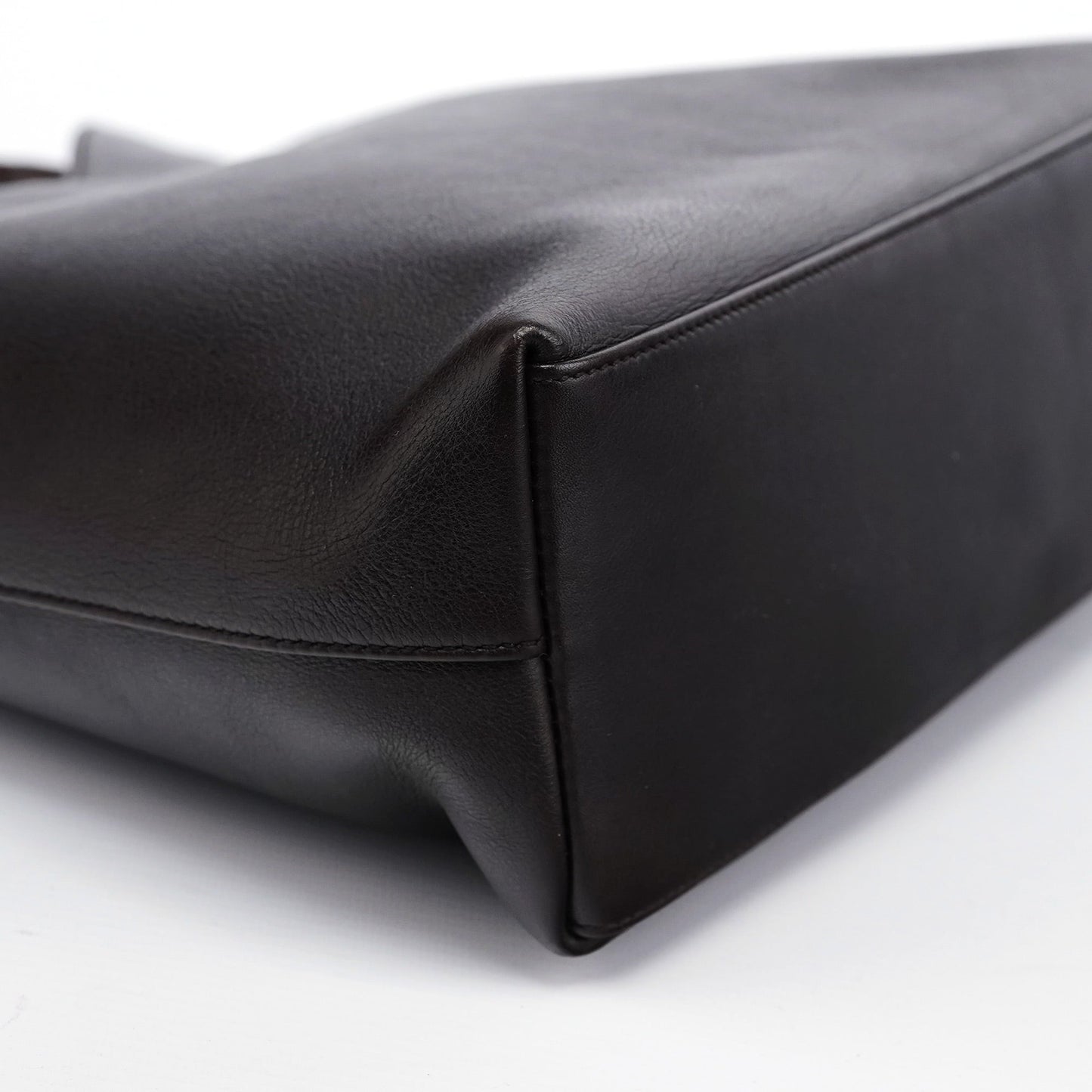 Brown Calfskin Bamboo Shoulder Bag