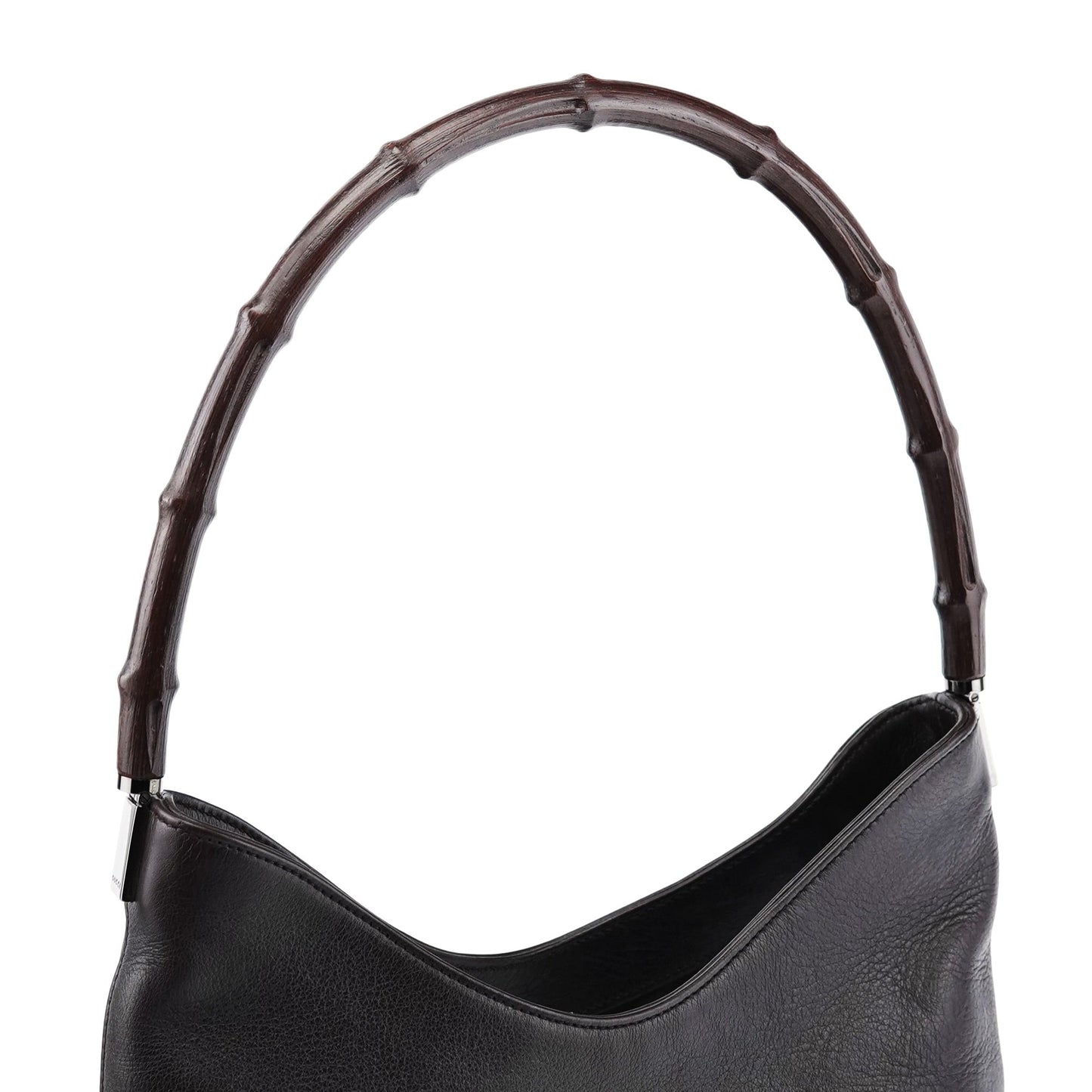 Brown Calfskin Bamboo Shoulder Bag