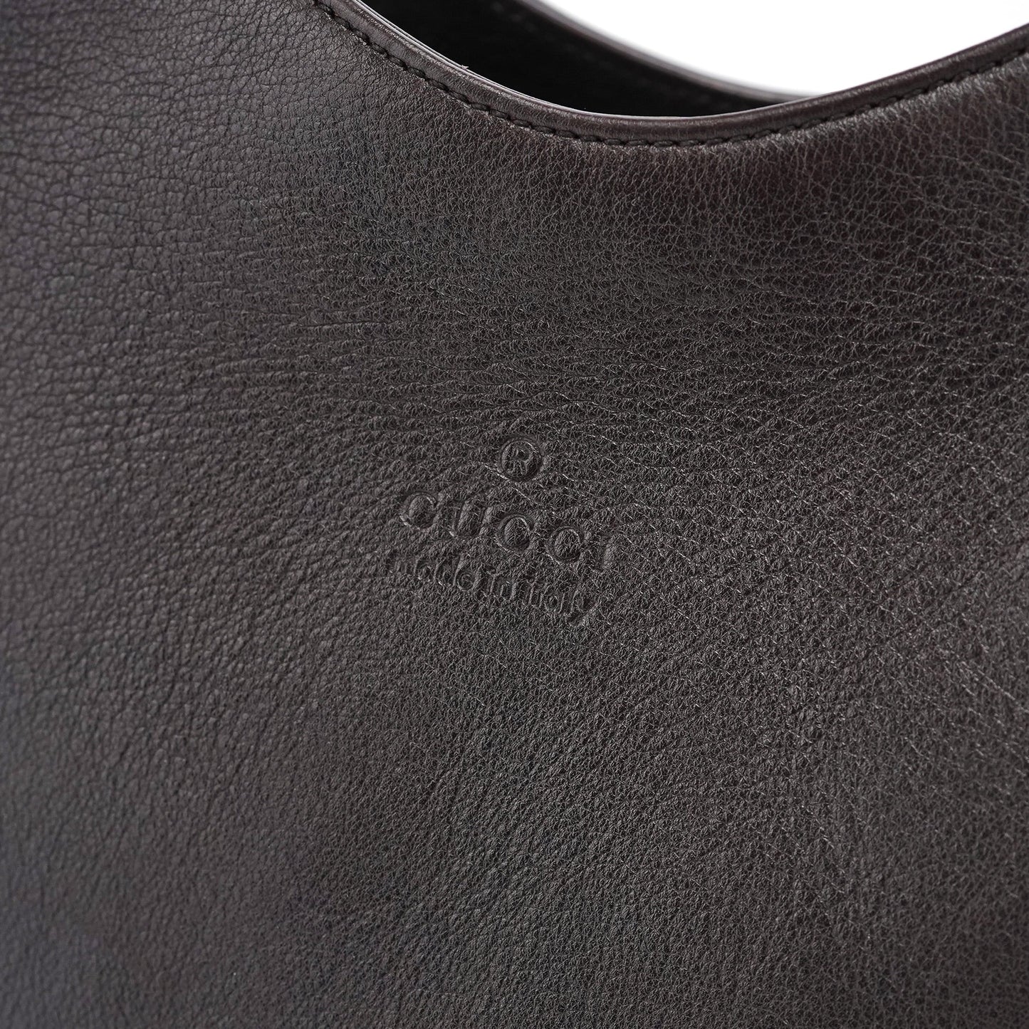 Brown Calfskin Bamboo Shoulder Bag