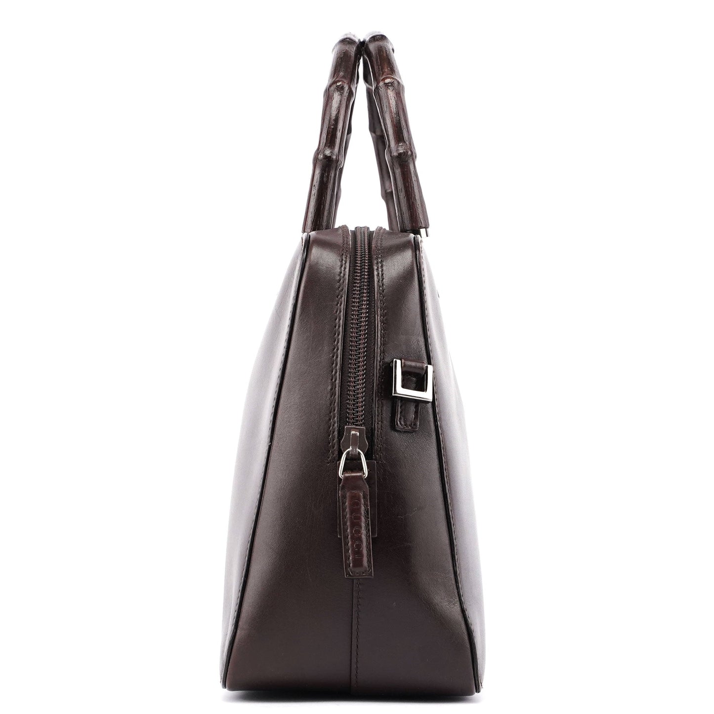 Brown Calfskin Bamboo Tote