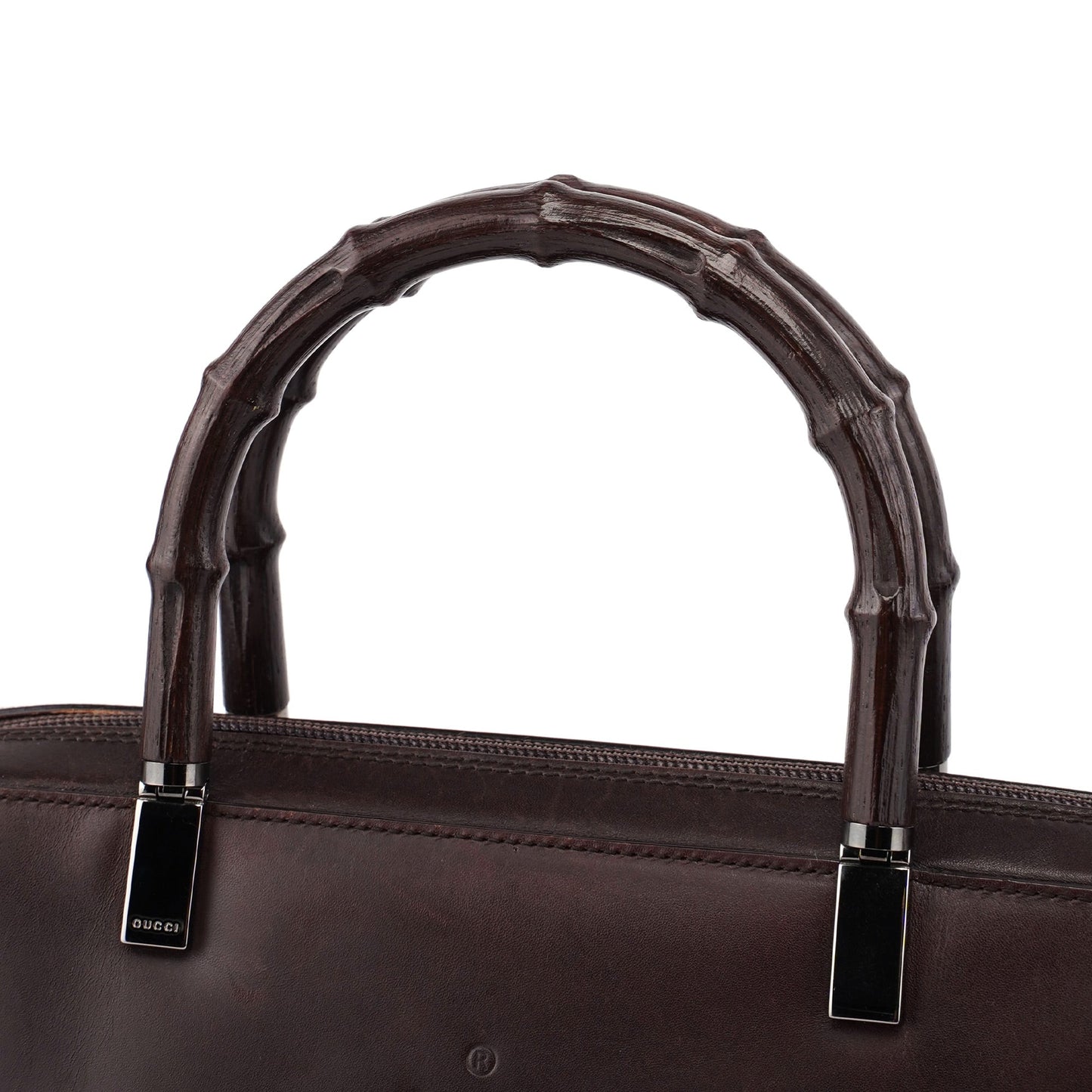 Brown Calfskin Bamboo Tote