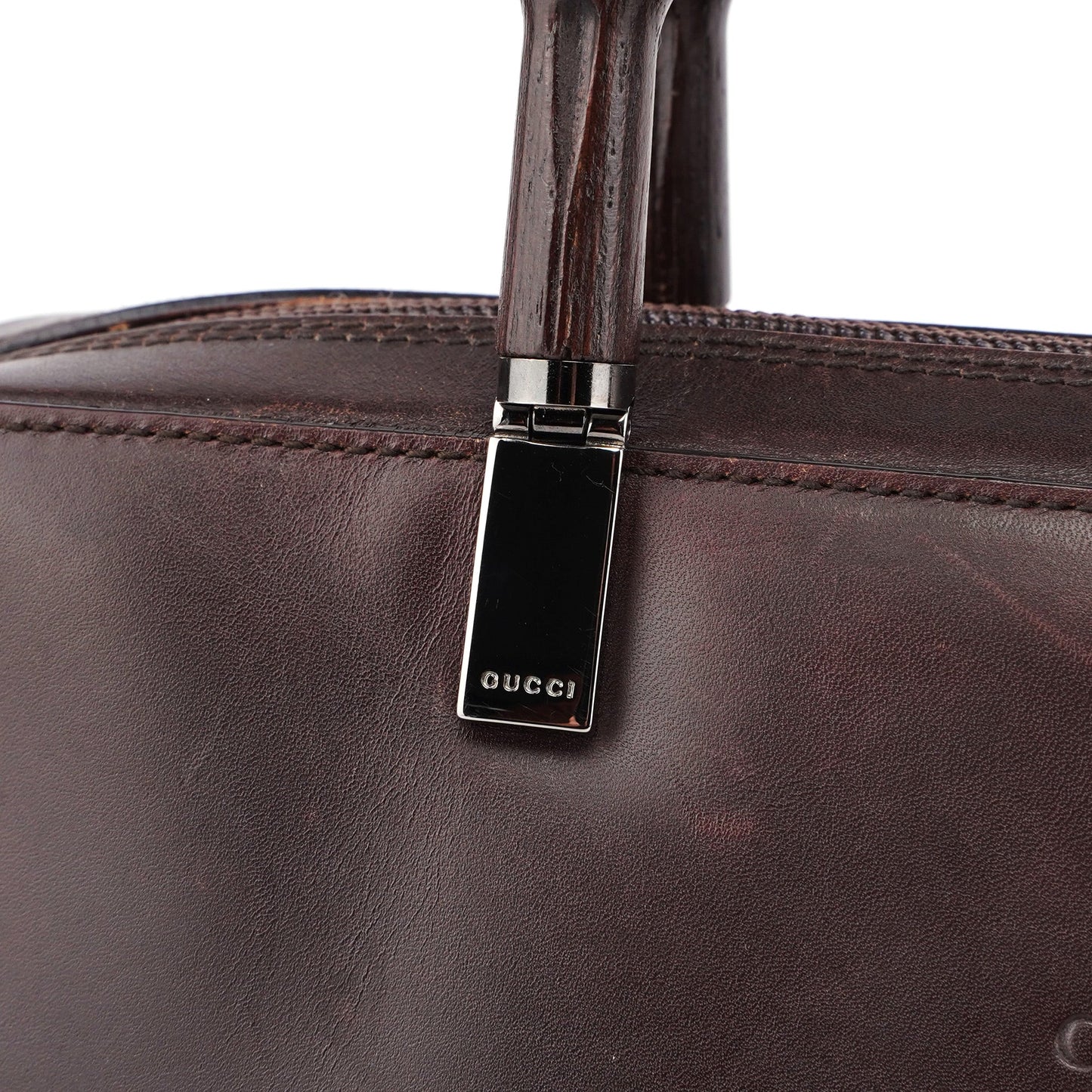 Brown Calfskin Bamboo Tote