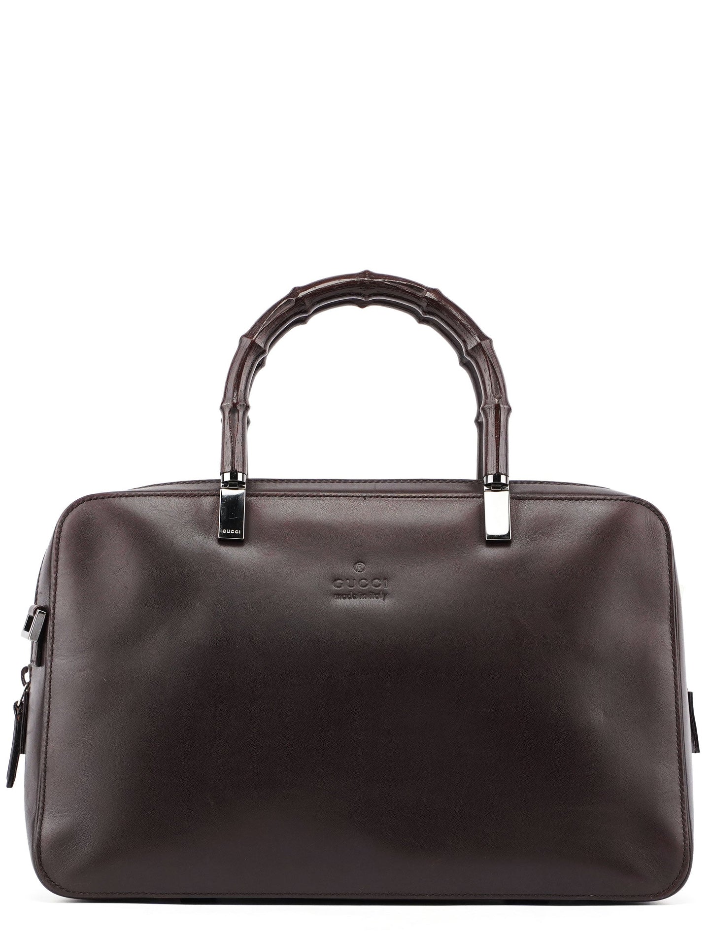 Brown Calfskin Bamboo Tote