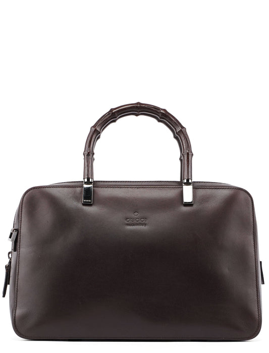 Brown Calfskin Bamboo Tote