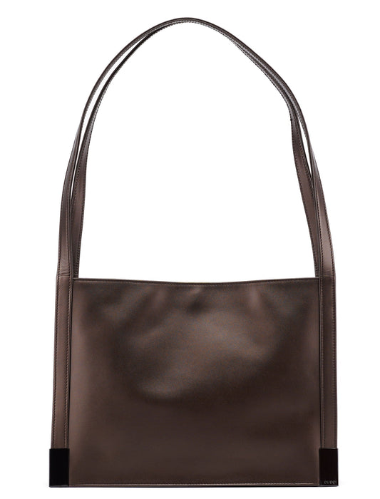 Brown Calfskin Hobo Shoulder Bag