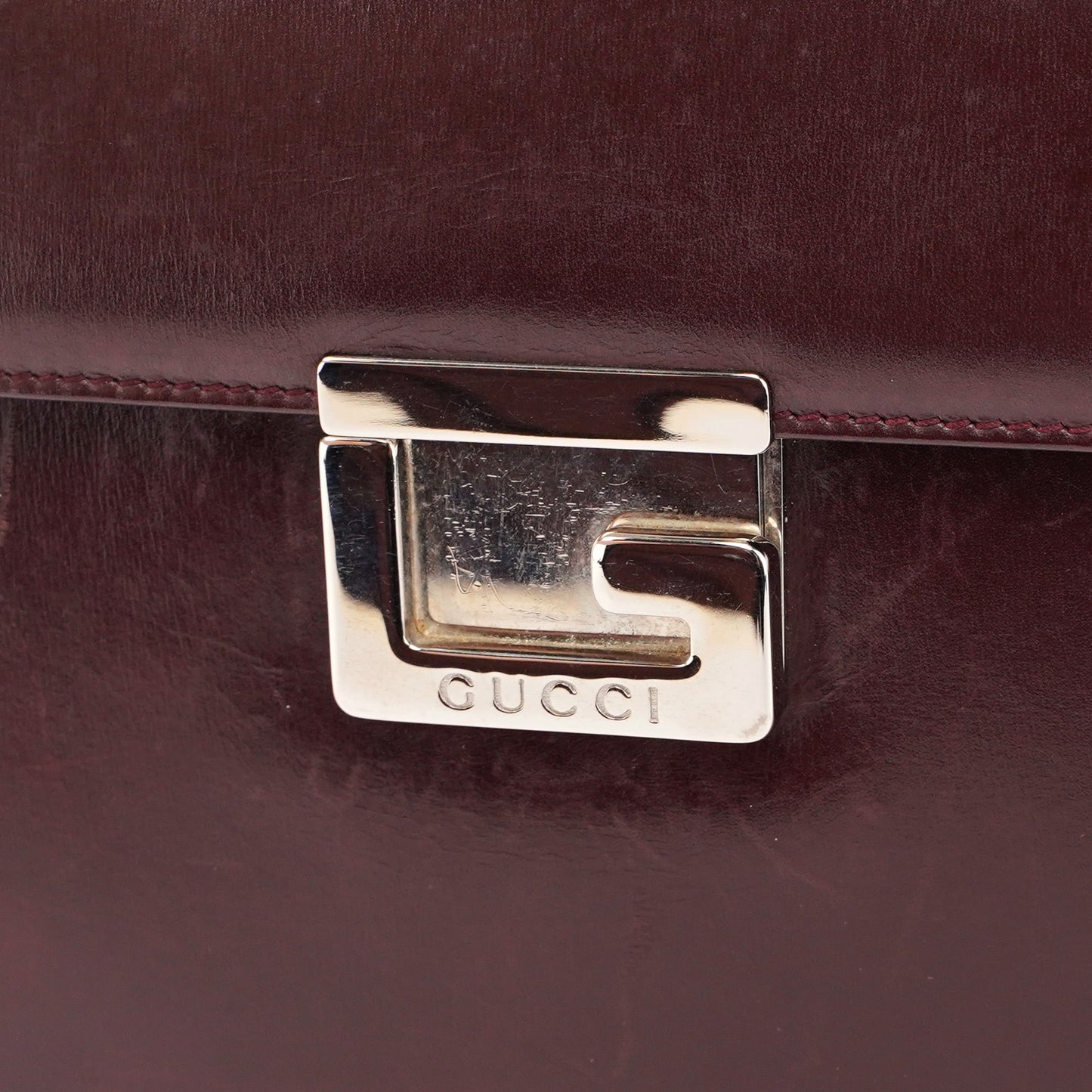 Brown Calfskin Square G Shoulder Bag