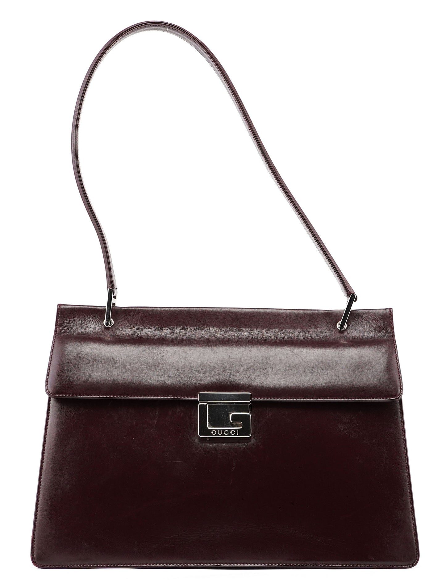 Brown Calfskin Square G Shoulder Bag