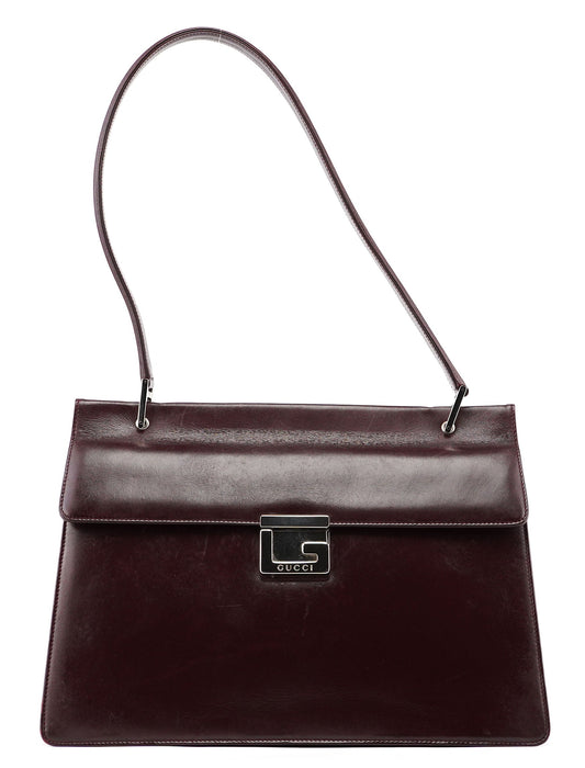 Brown Calfskin Square G Shoulder Bag