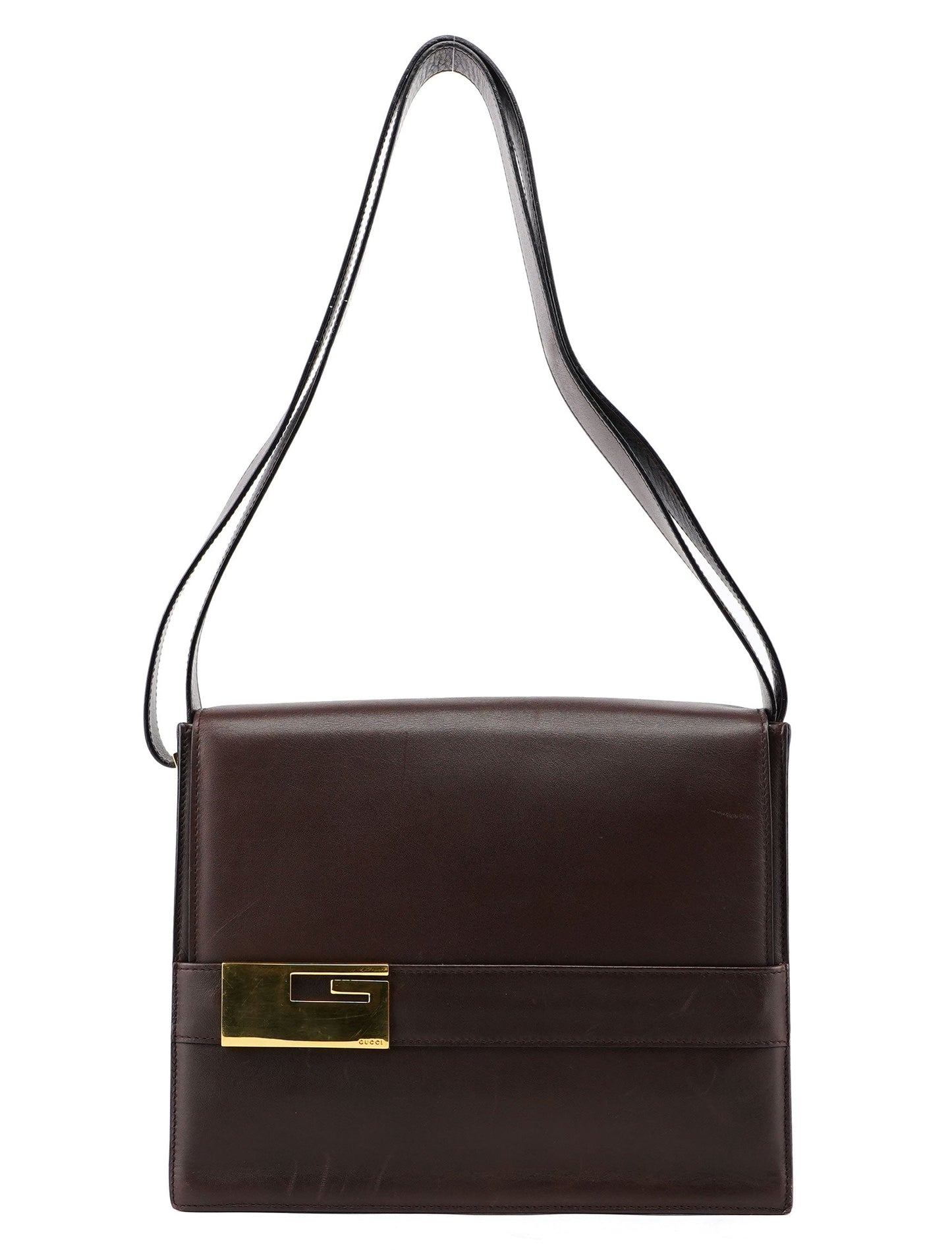 Brown Calfskin Square G Shoulder Bag