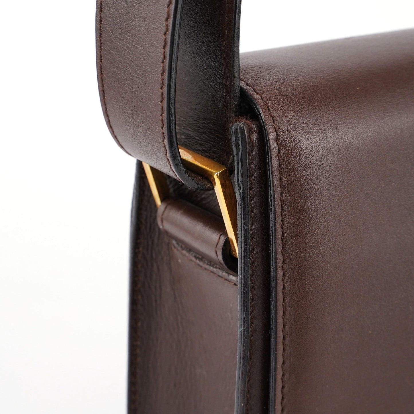 Brown Calfskin Square G Shoulder Bag