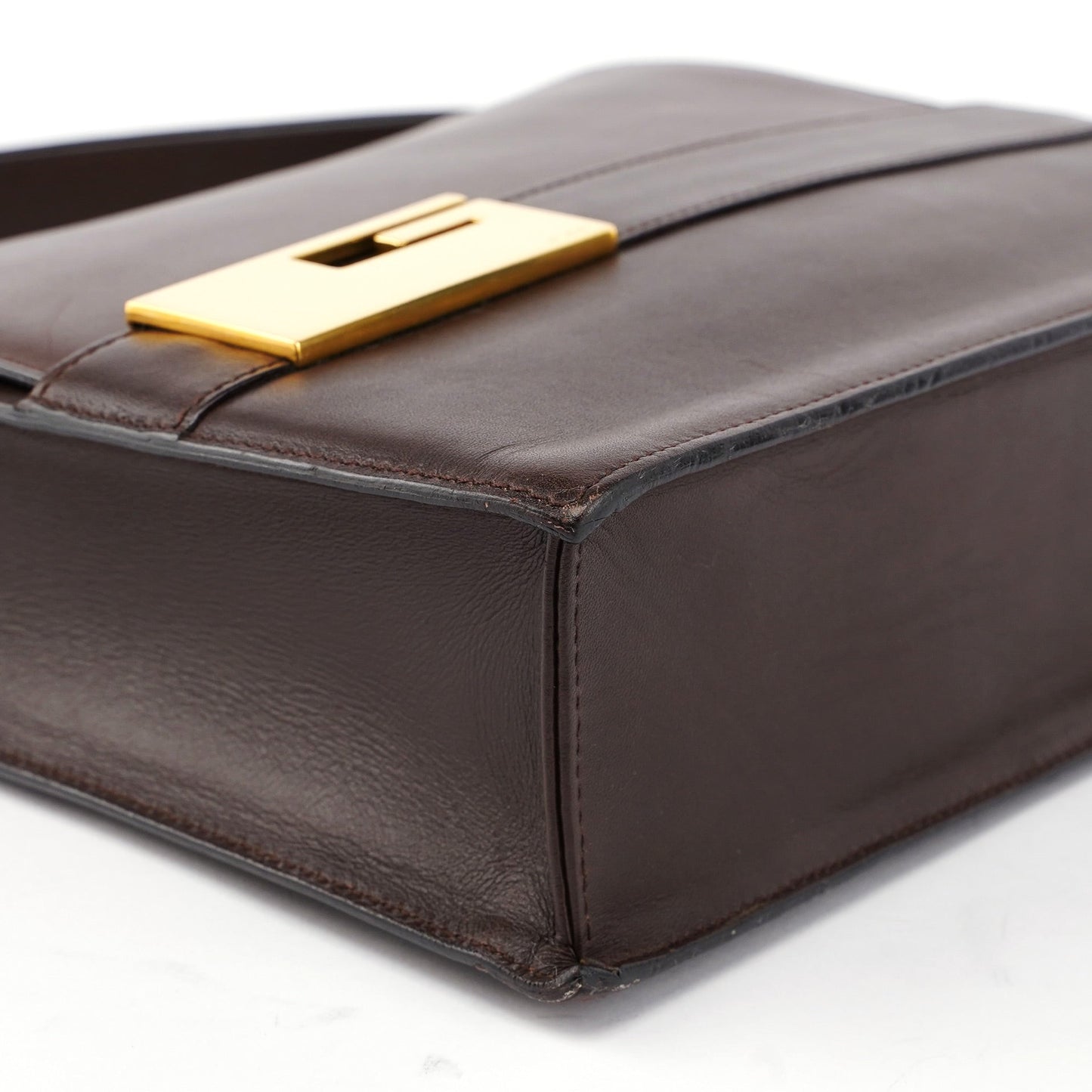 Brown Calfskin Square G Shoulder Bag