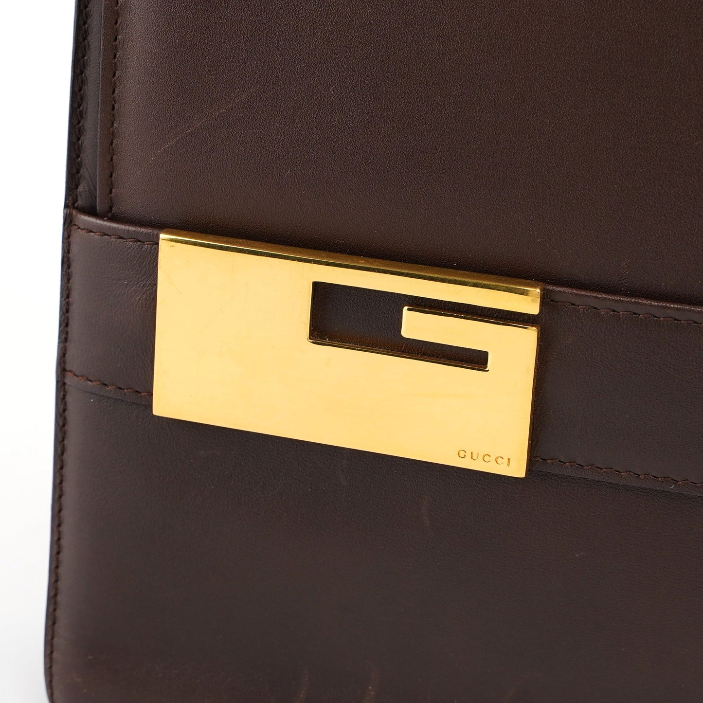 Brown Calfskin Square G Shoulder Bag