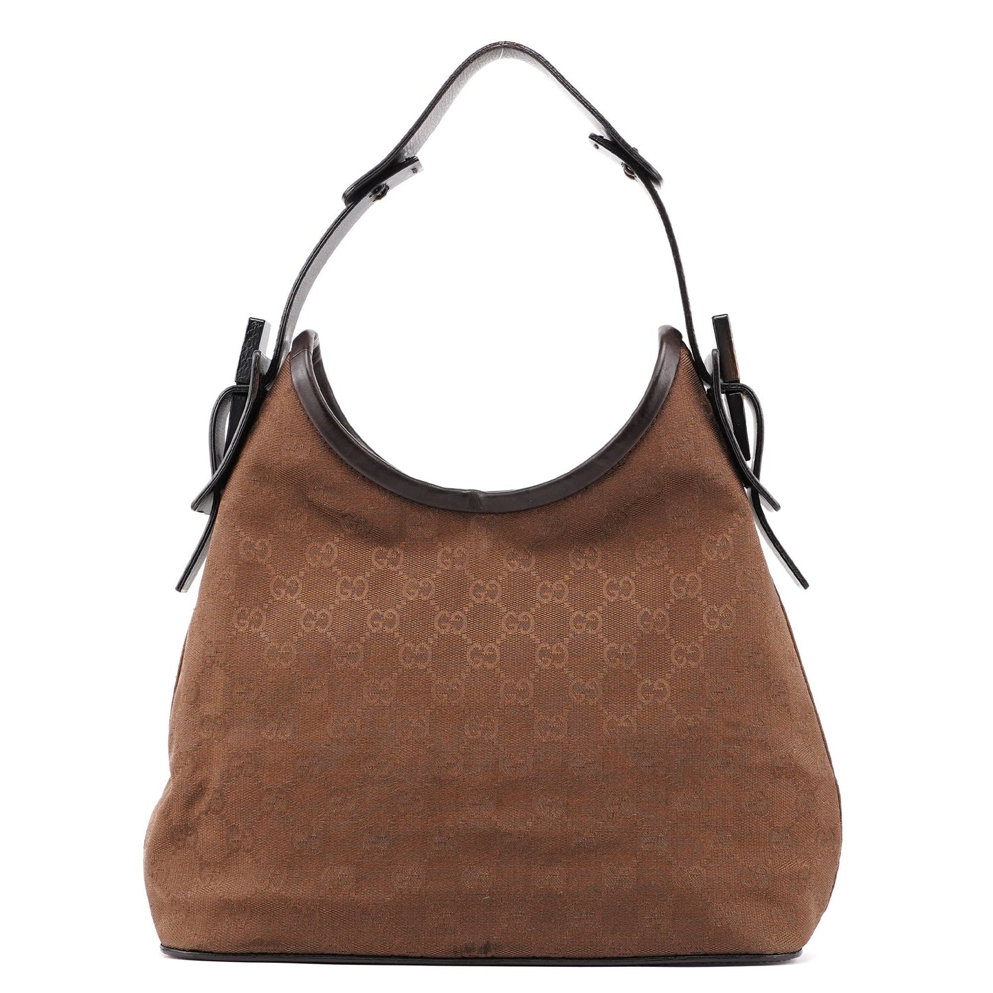 Brown Canvas GG Hobo Shoulder Bag