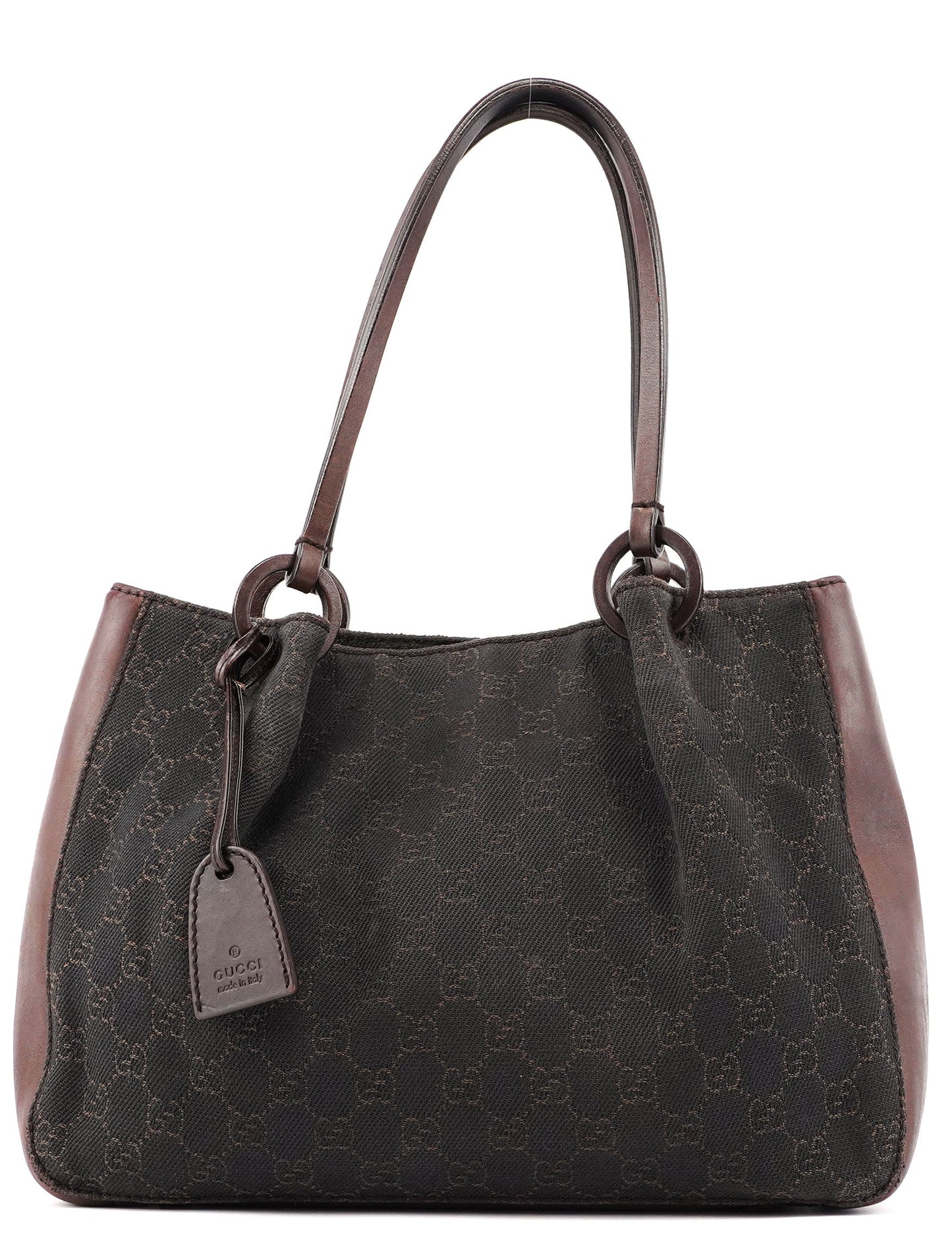 Brown Canvas Leather GG Tote