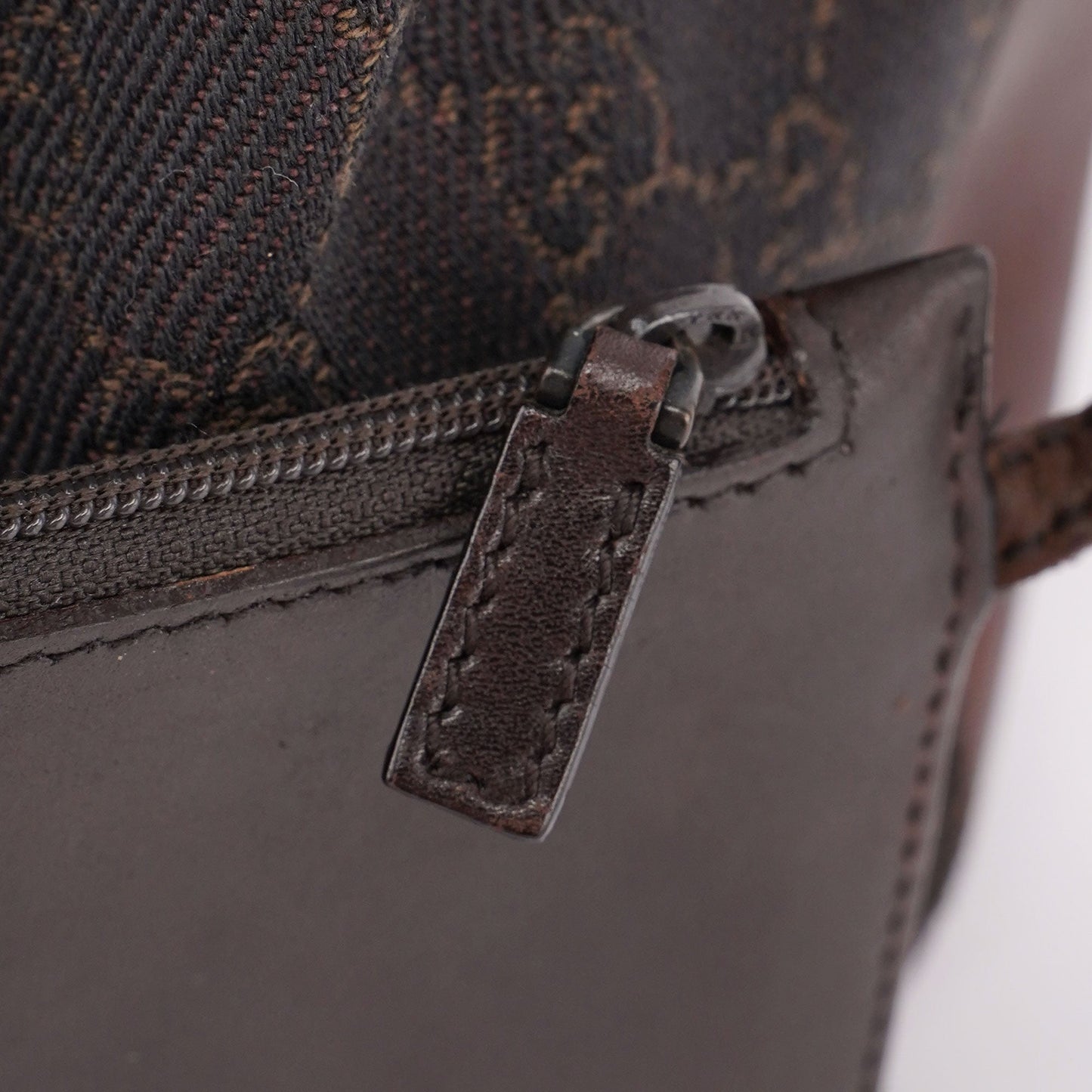 Brown Canvas Leather GG Tote