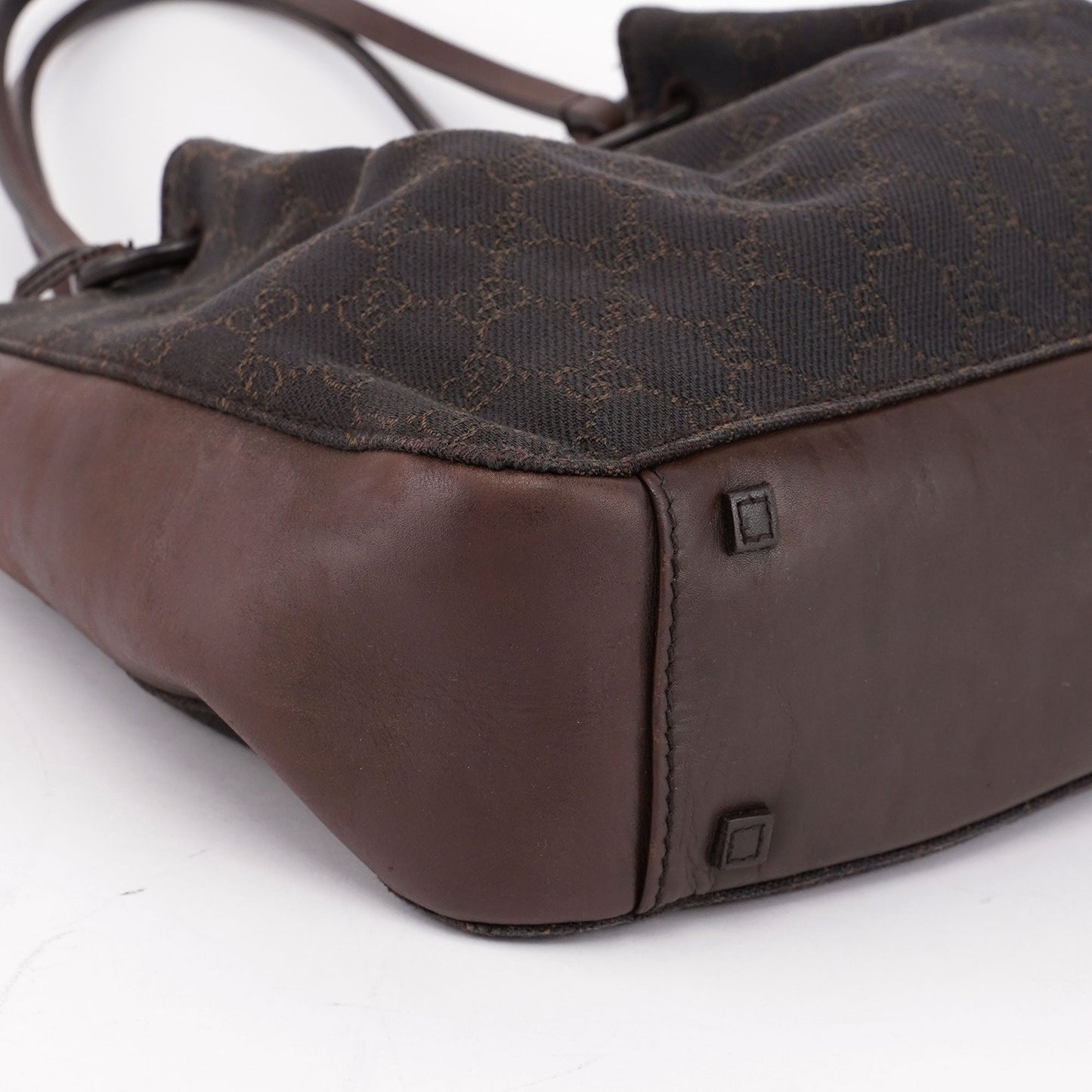 Brown Canvas Leather GG Tote