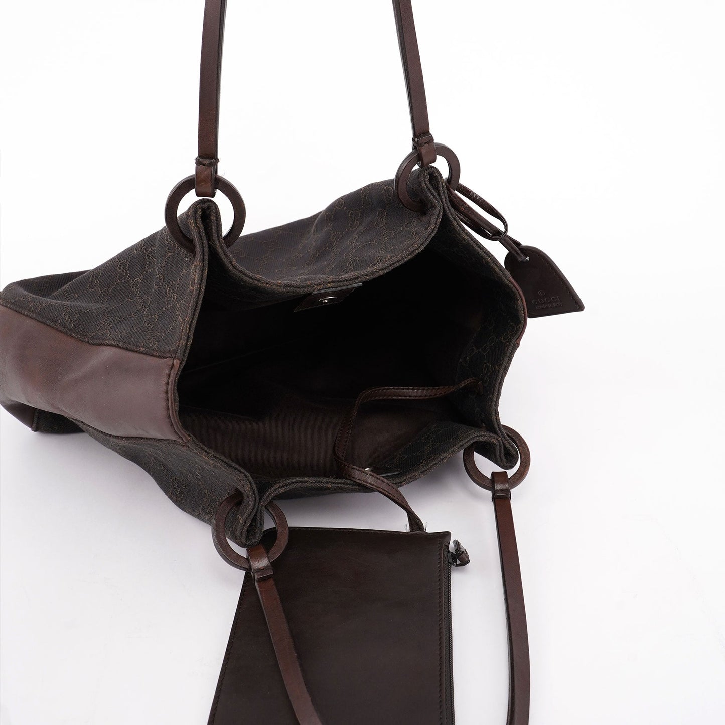Brown Canvas Leather GG Tote