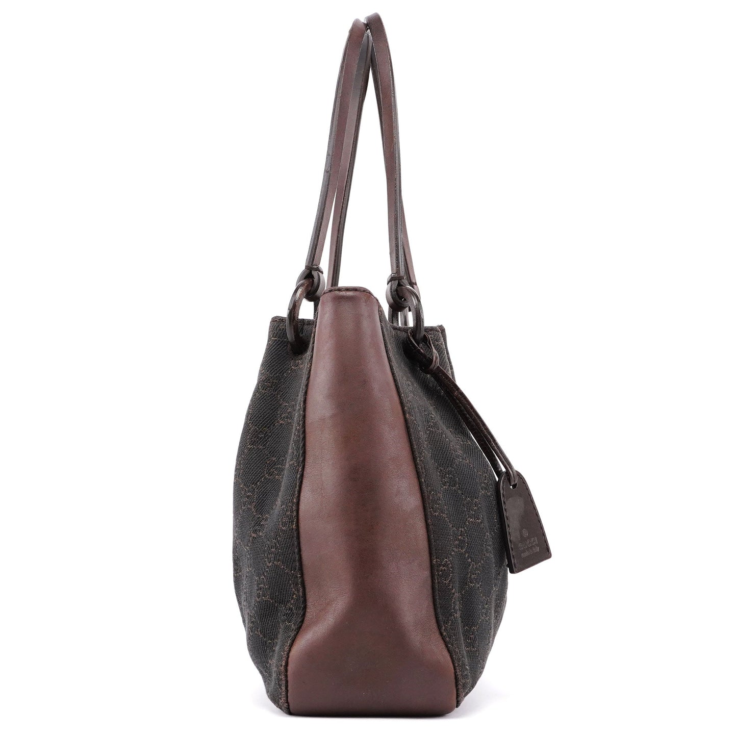 Brown Canvas Leather GG Tote