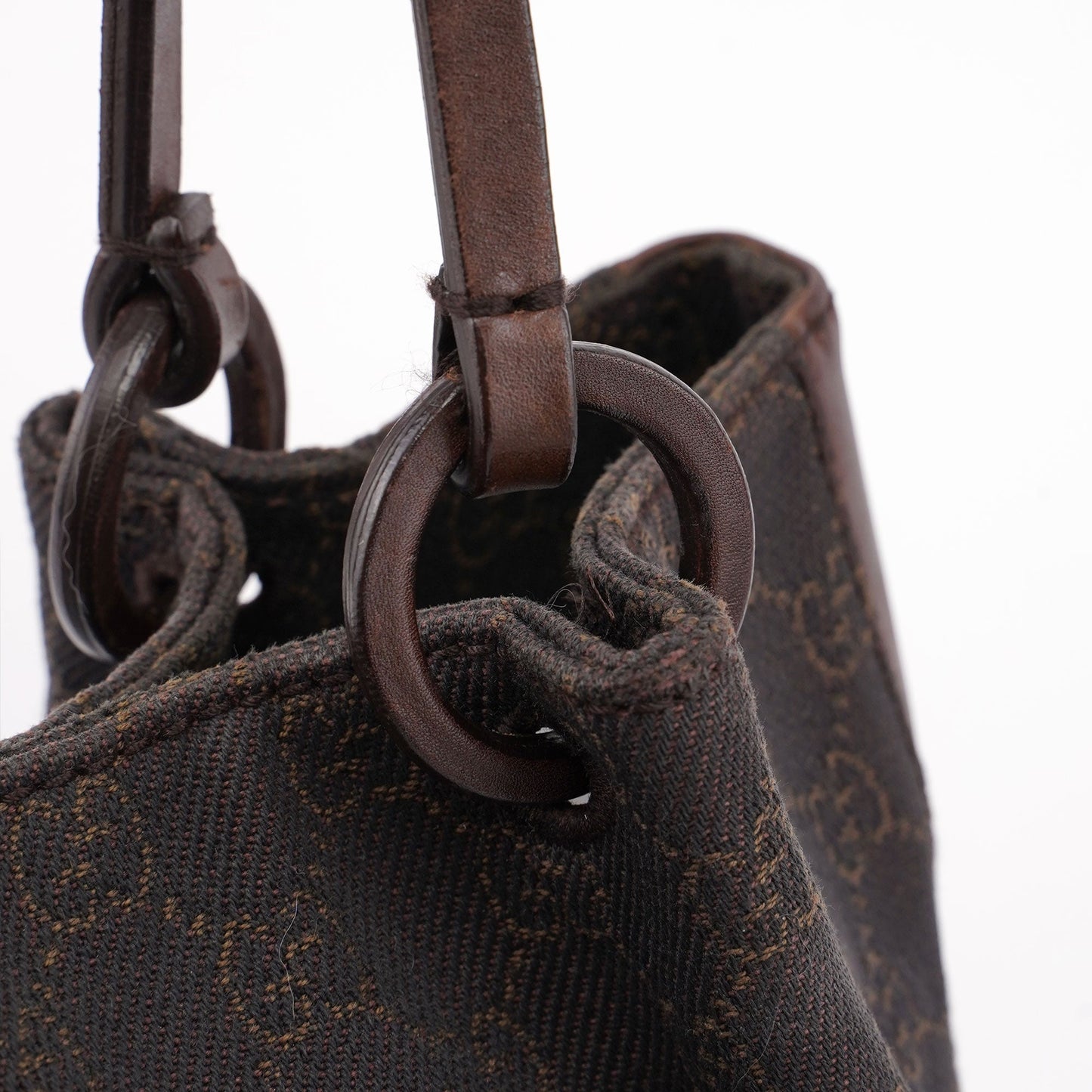 Brown Canvas Leather GG Tote
