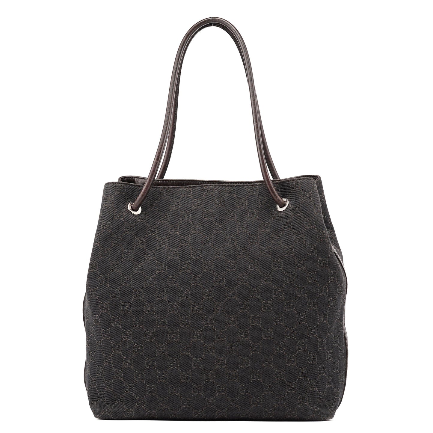 Brown Canvas Leather GG Tote Bag