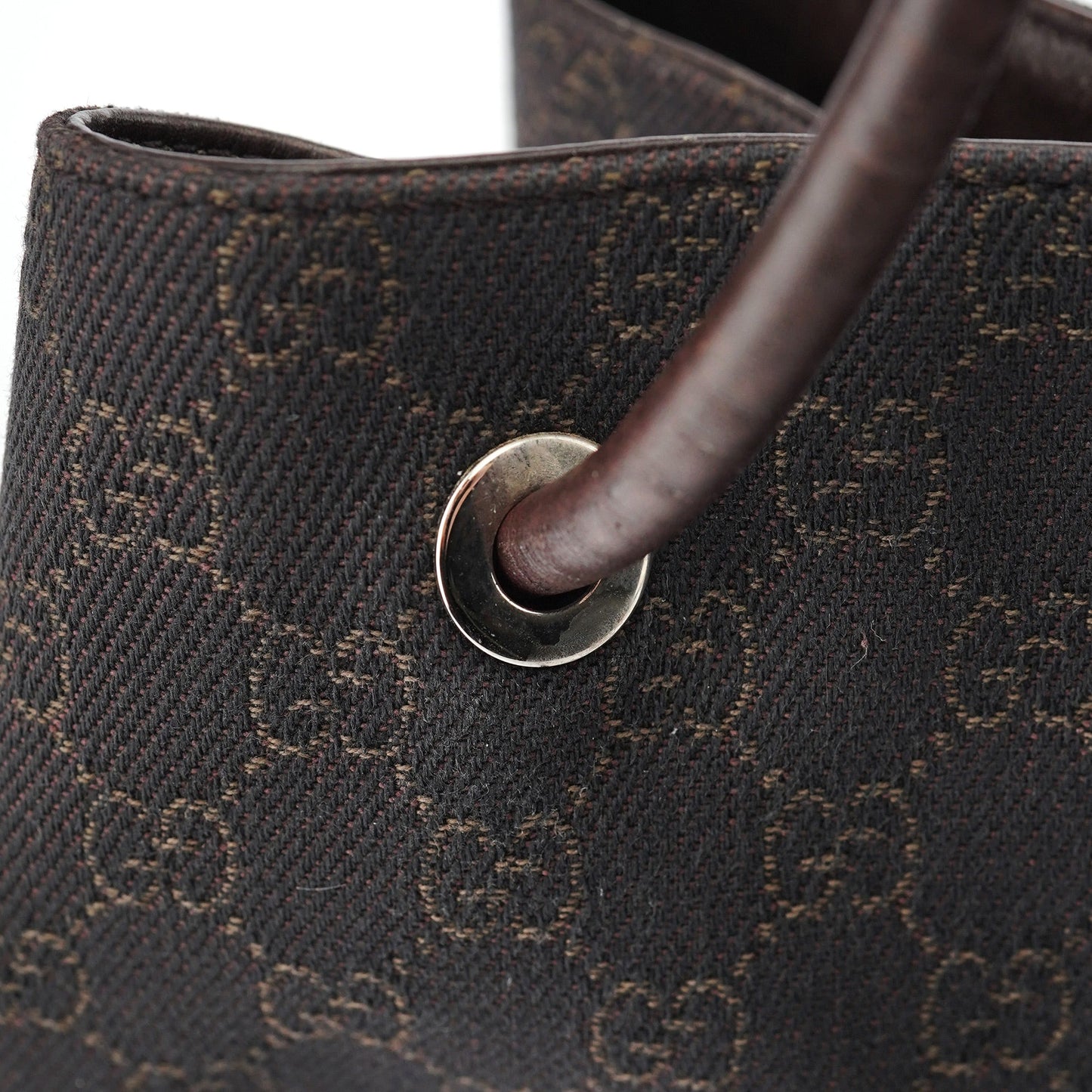 Brown Canvas Leather GG Tote Bag