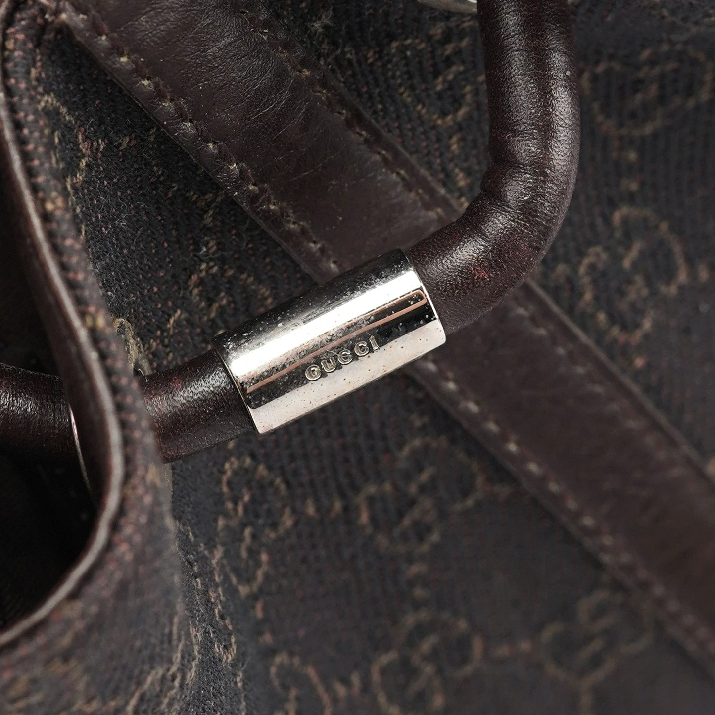 Brown Canvas Leather GG Tote Bag