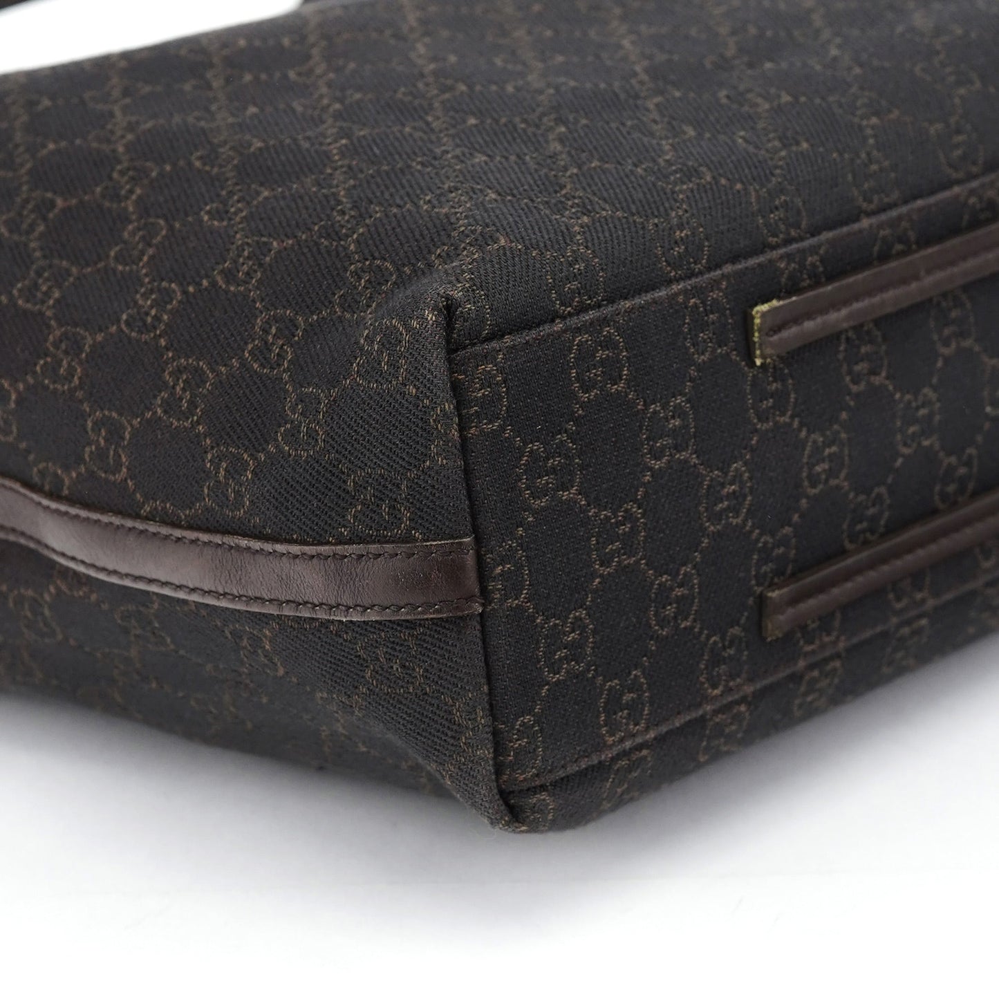 Brown Canvas Leather GG Tote Bag